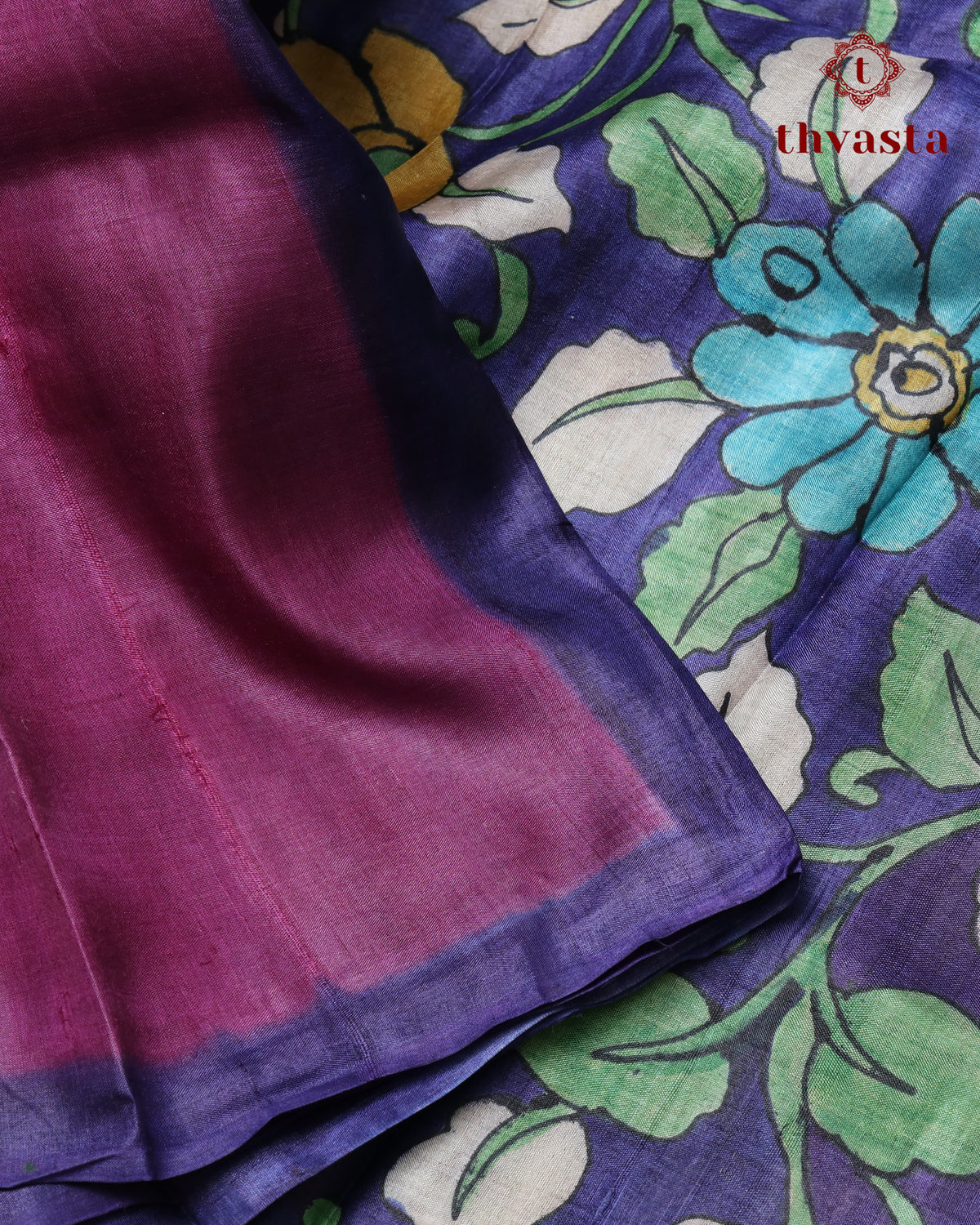 Hand Painted Kalamkari Tussar - Violet