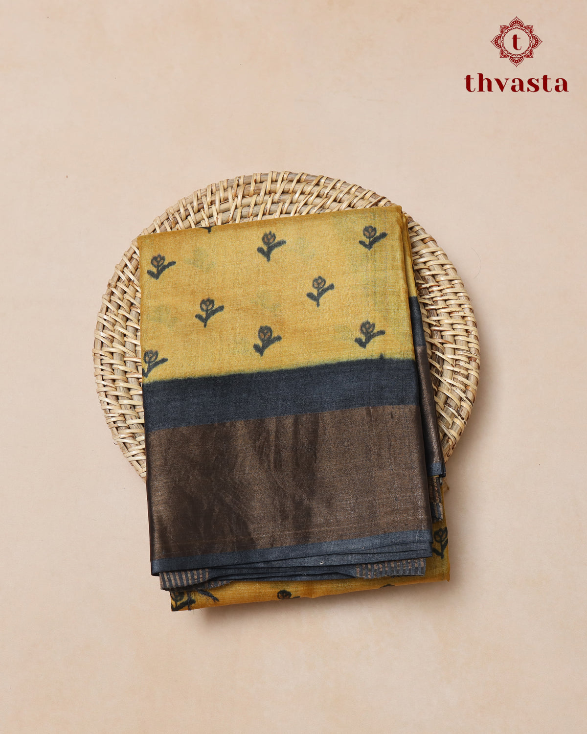 Pure Tussar - Yellow and Black