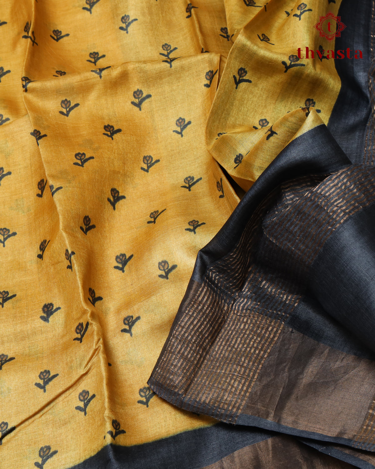Pure Tussar - Yellow and Black