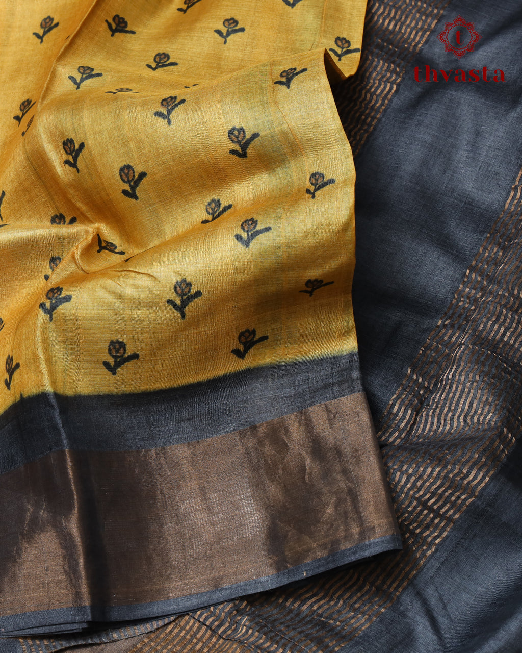 Pure Tussar - Yellow and Black