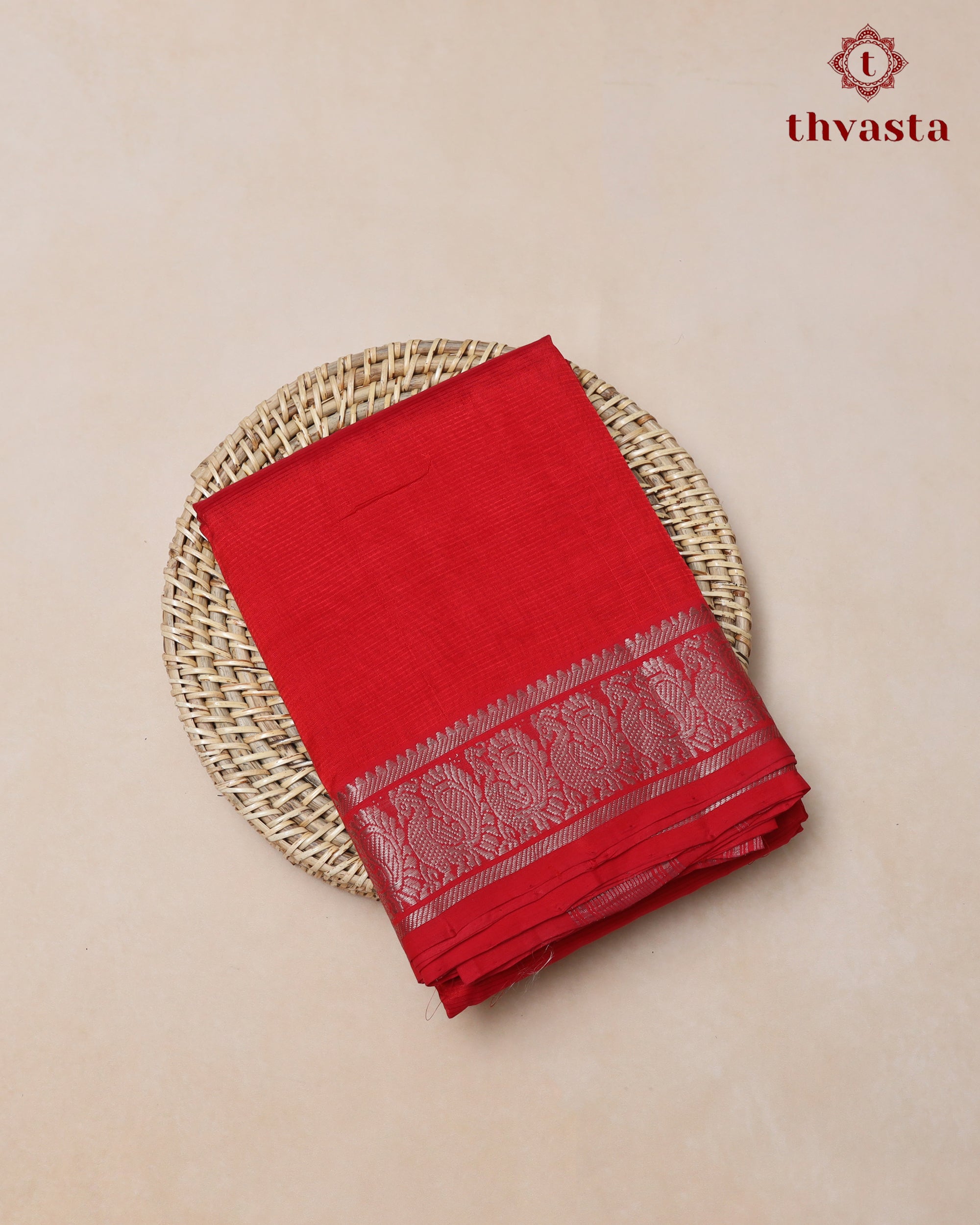 Mangalagiri Silk Cotton – Mayura Silver Edit – Red
