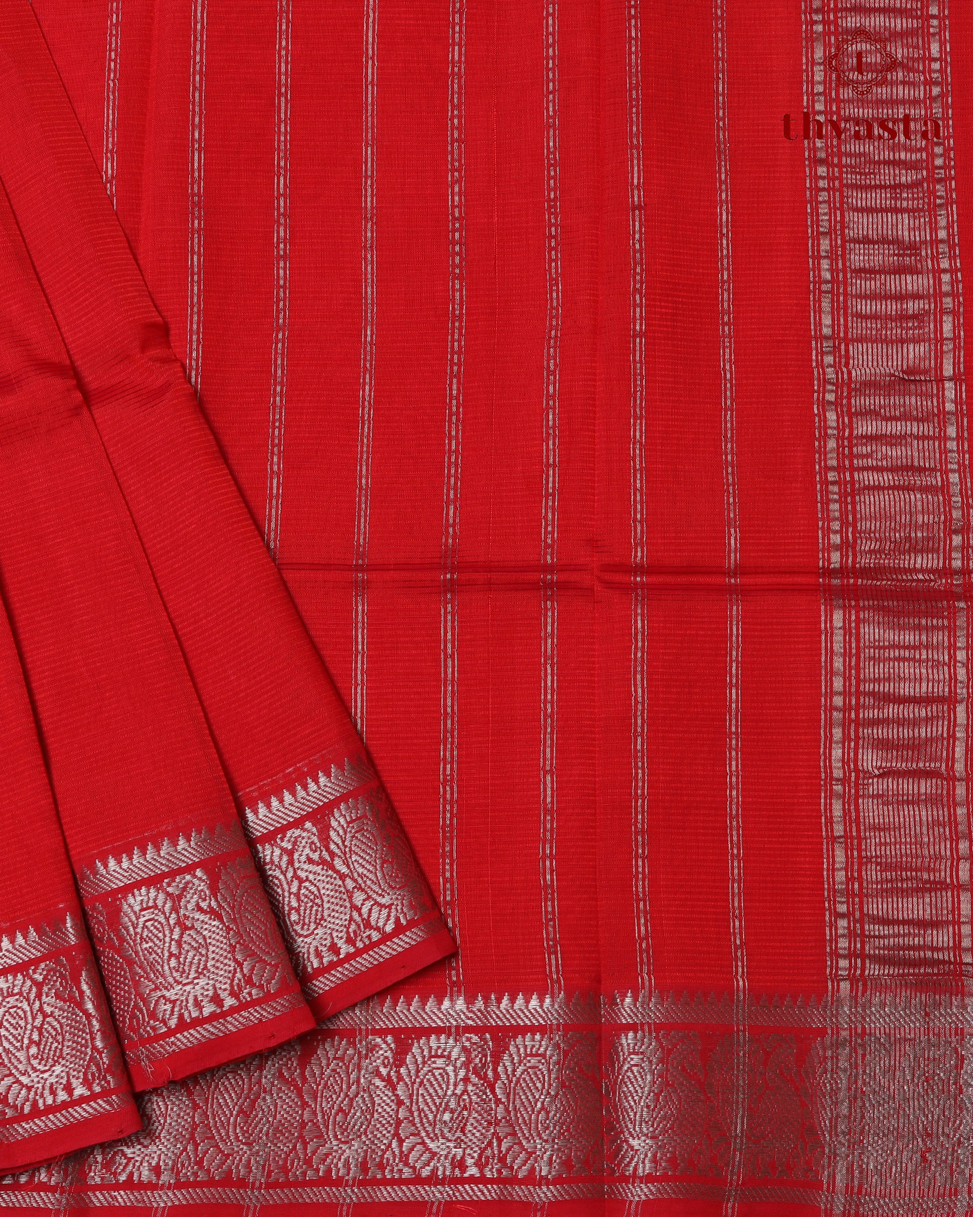 Mangalagiri Silk Cotton – Mayura Silver Edit – Red