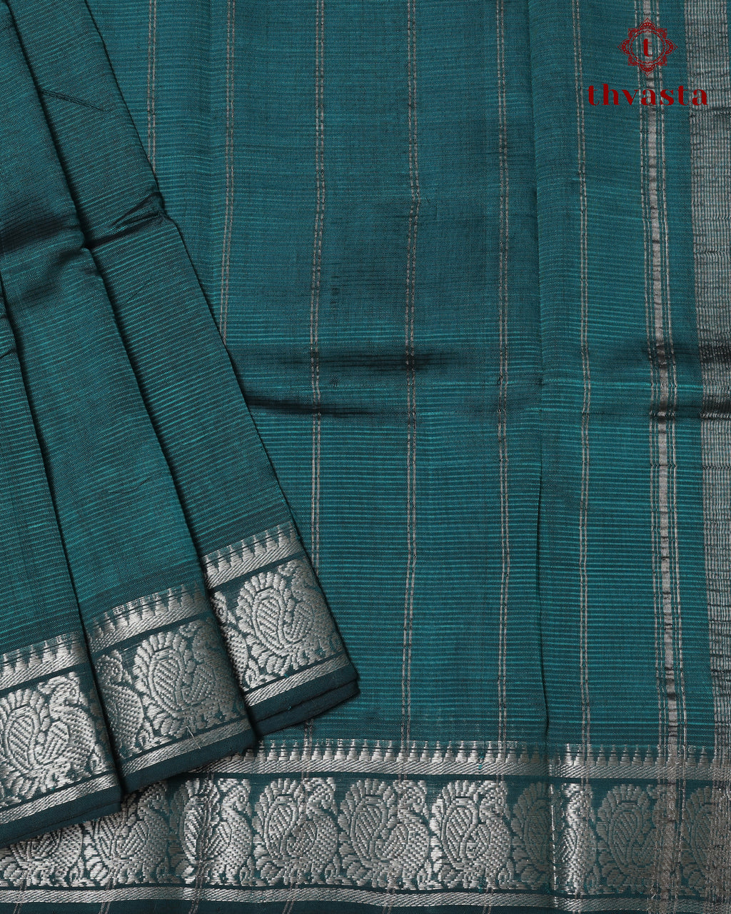 Mangalagiri Silk Cotton – Mayura Silver Edit – Peacock Green