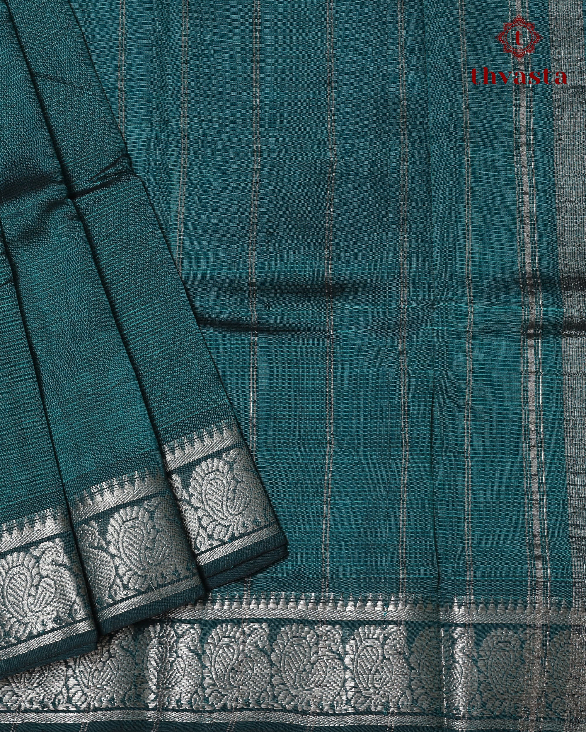Mangalagiri Silk Cotton – Mayura Silver Edit – Peacock Green
