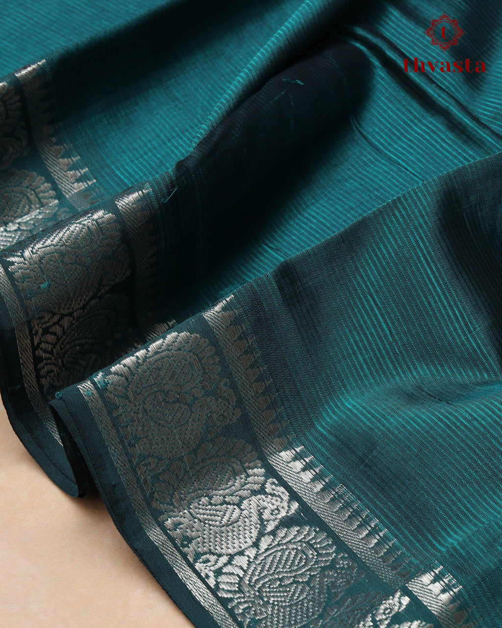 Mangalagiri Silk Cotton – Mayura Silver Edit – Peacock Green