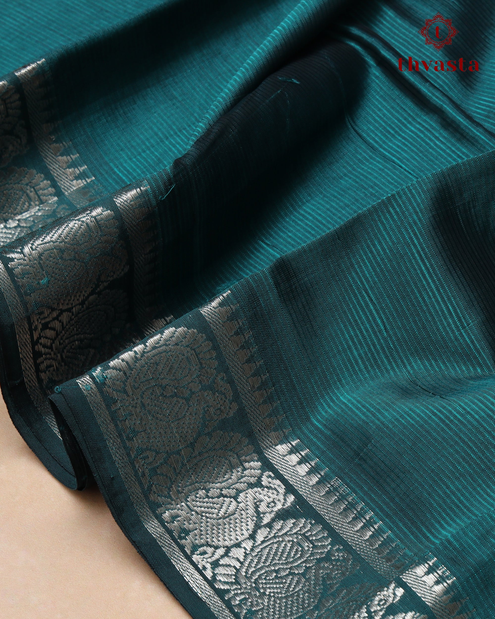 Mangalagiri Silk Cotton – Mayura Silver Edit – Peacock Green