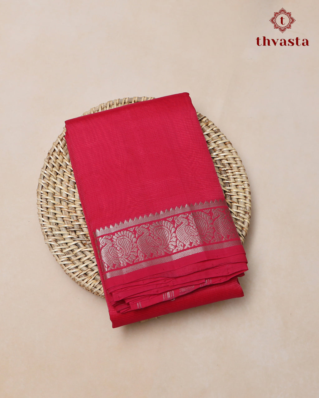 Mangalagiri Silk Cotton – Mayura Silver Edit – Hot Pink