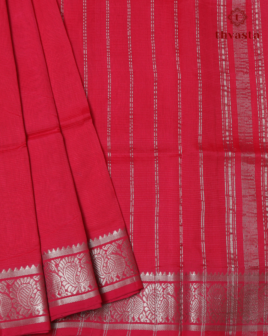 Mangalagiri Silk Cotton – Mayura Silver Edit – Hot Pink