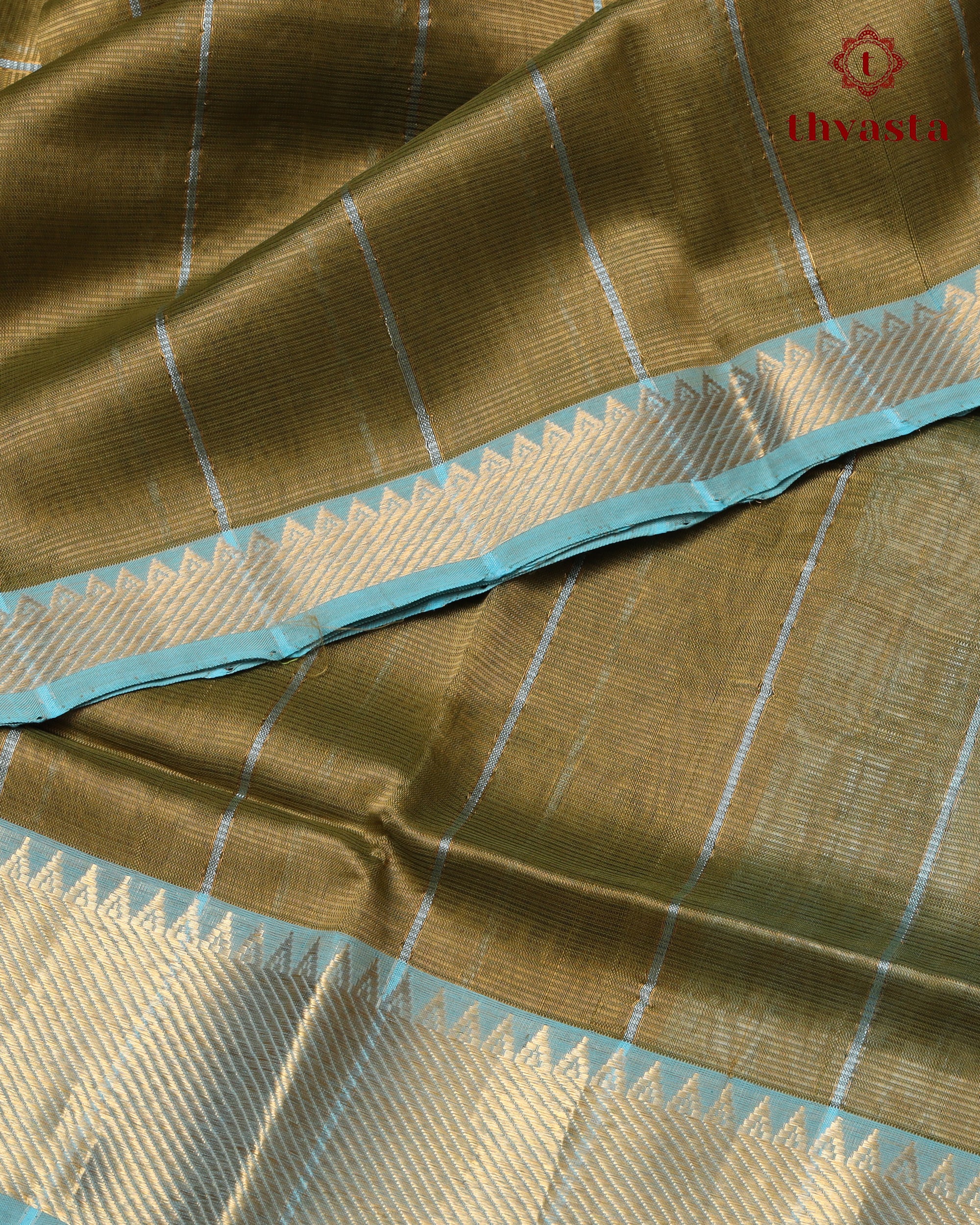 Mangalagiri Silk Cotton – Striped – Mehandi Green