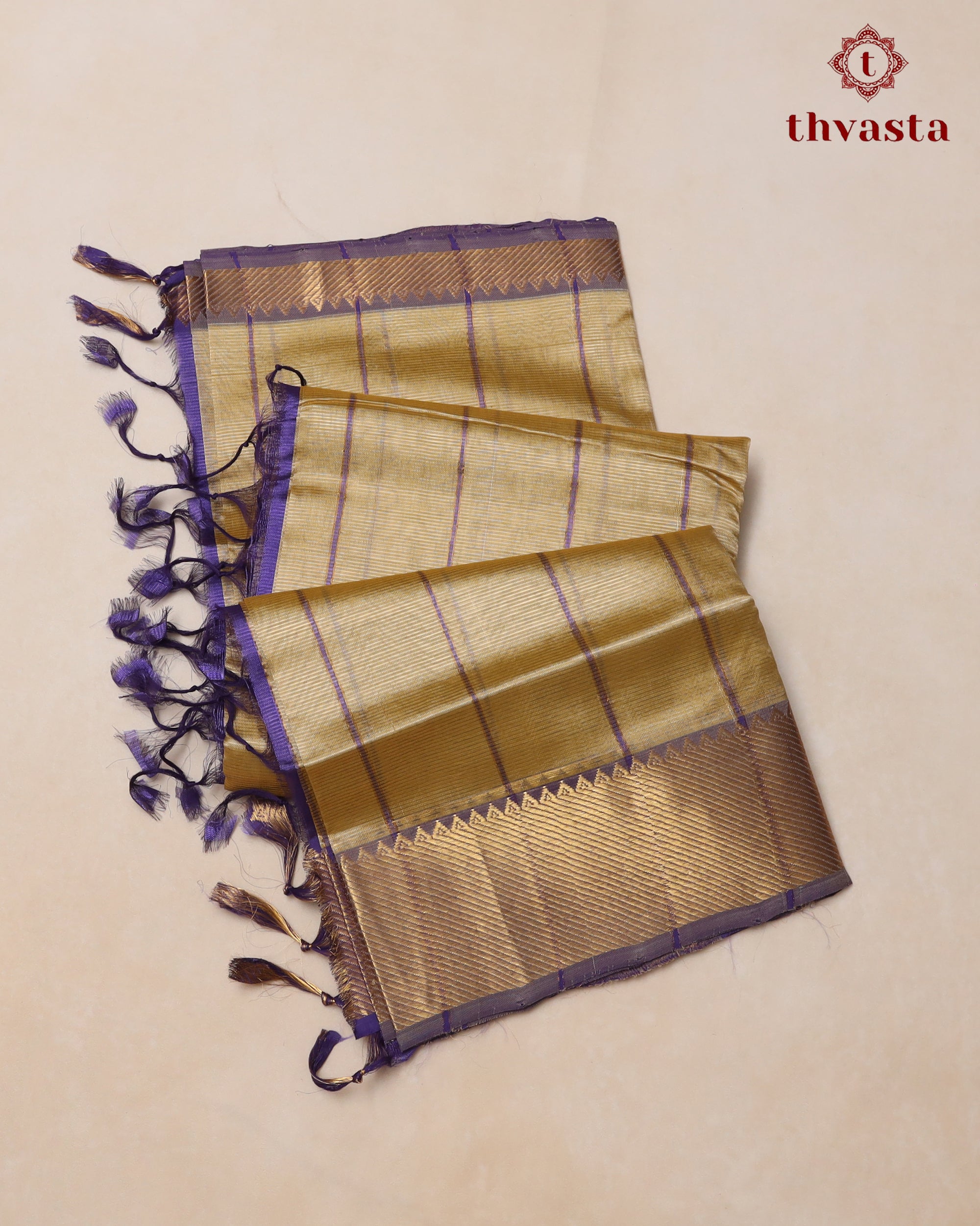 Mangalagiri Silk Cotton – Striped – Yellow and Purple