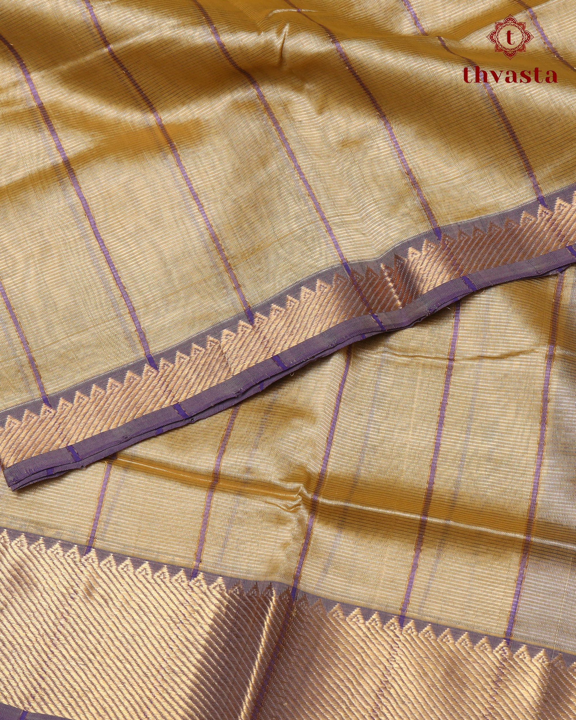 Mangalagiri Silk Cotton – Striped – Yellow and Purple