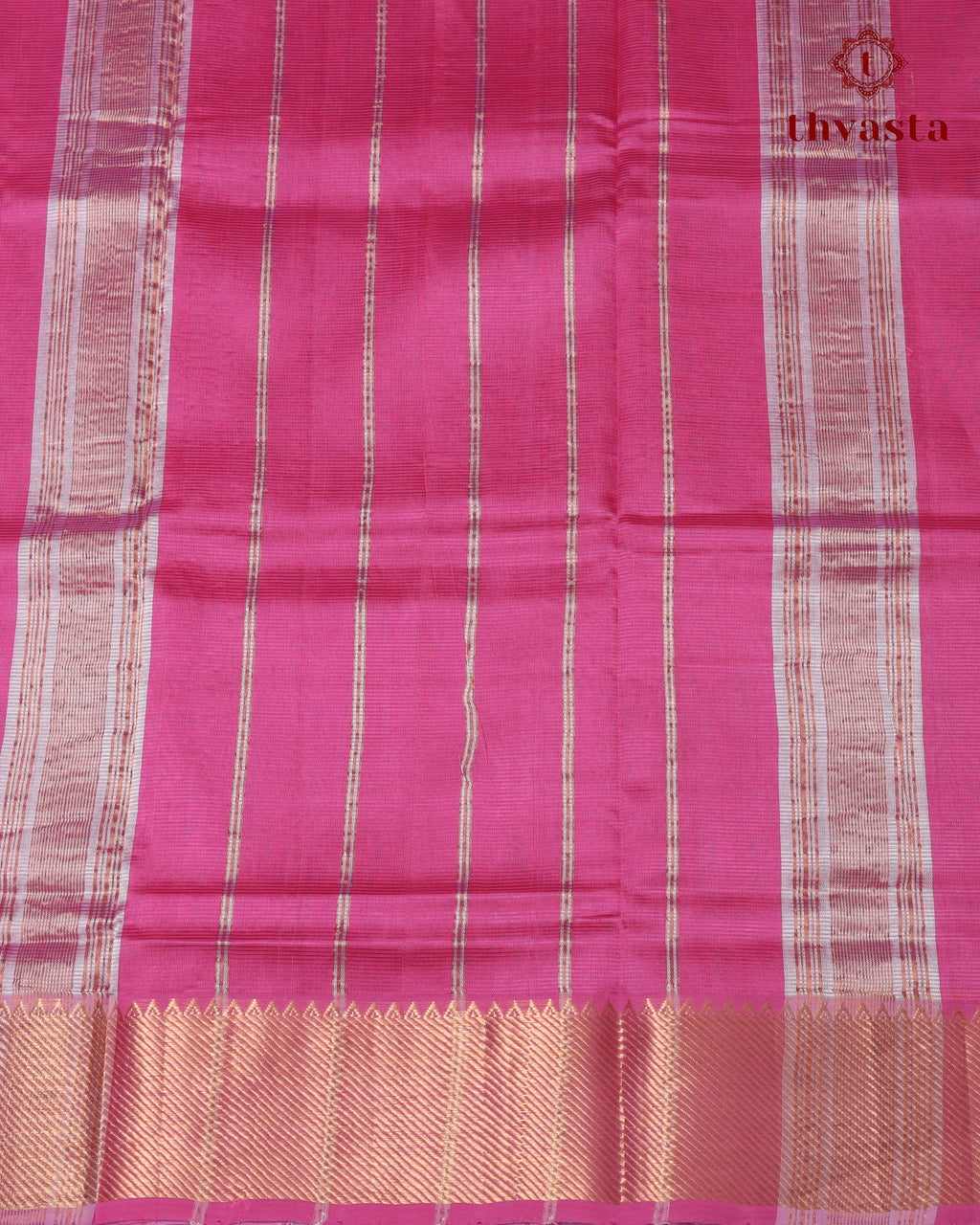 Mangalagiri Silk Cotton – Striped – Powder Blue and Hot Pink