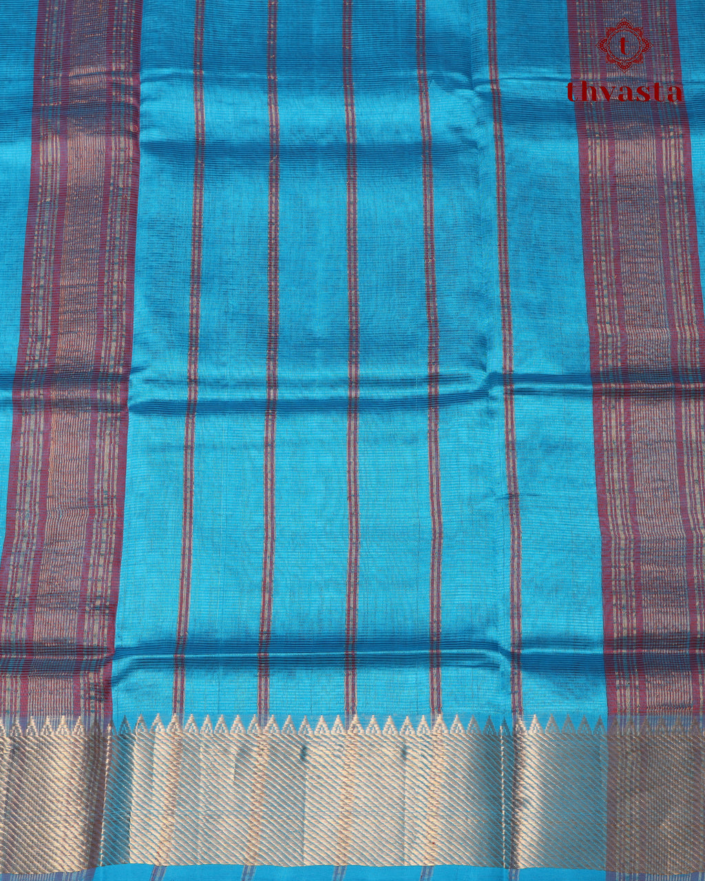 Mangalagiri Silk Cotton – Striped – Red and Blue