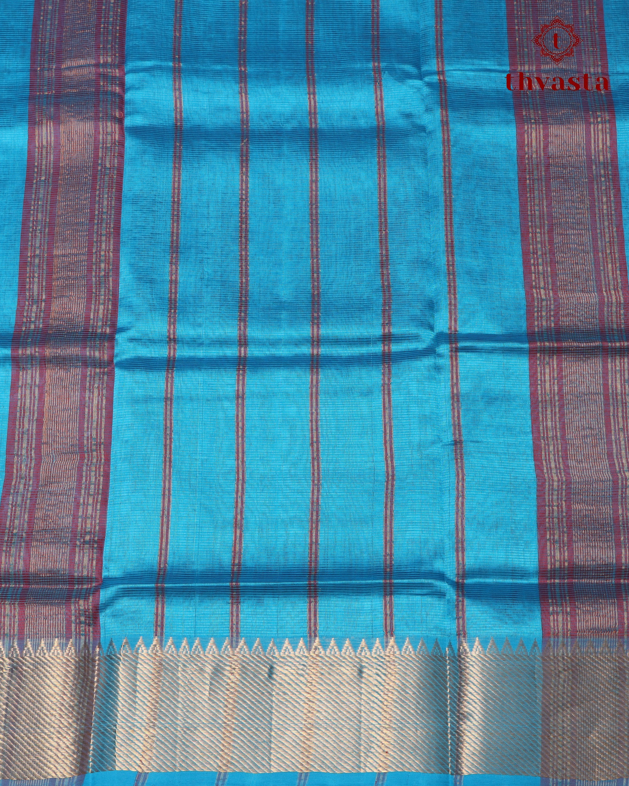 Mangalagiri Silk Cotton – Striped – Red and Blue