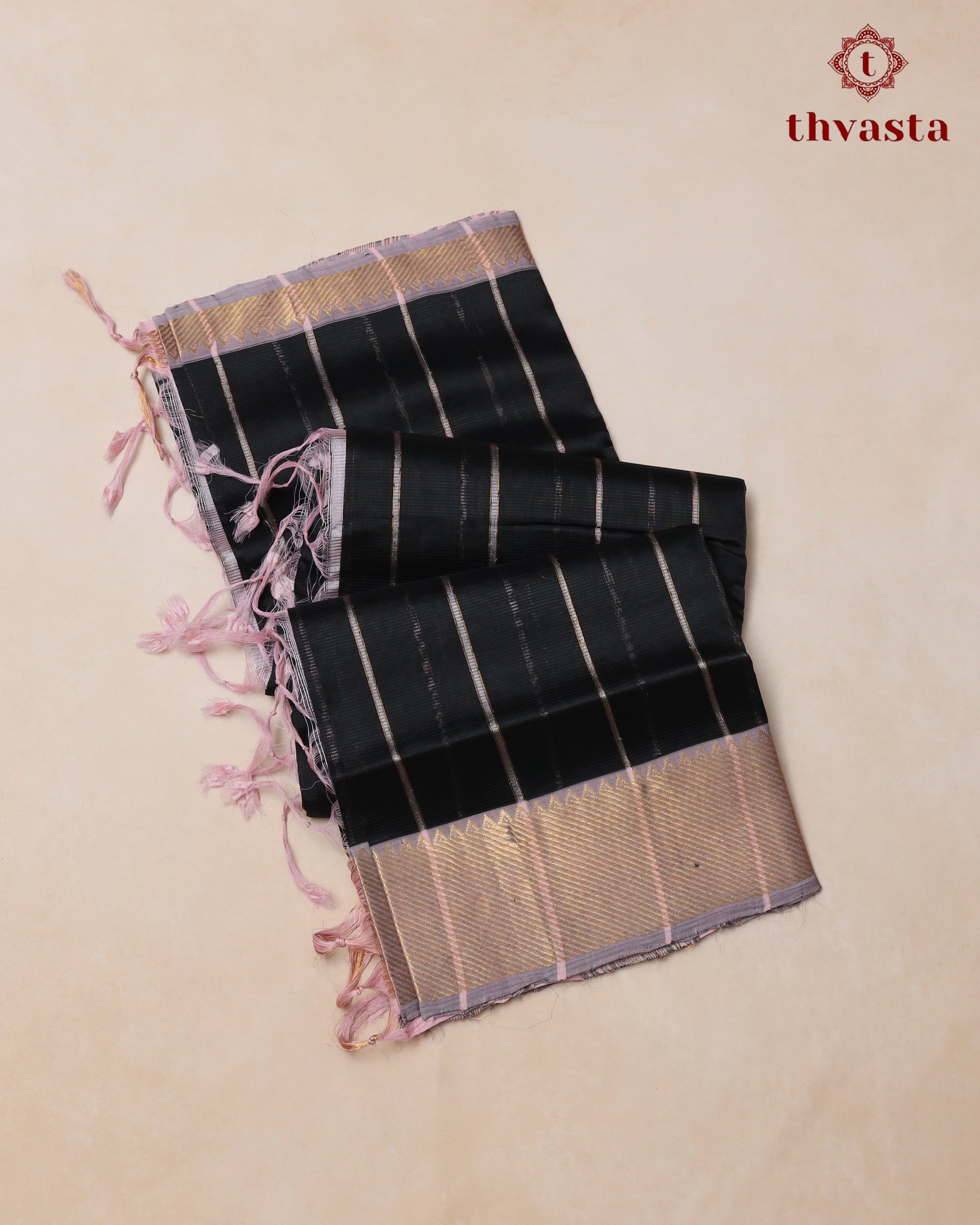 Mangalagiri Silk Cotton – Striped – Black