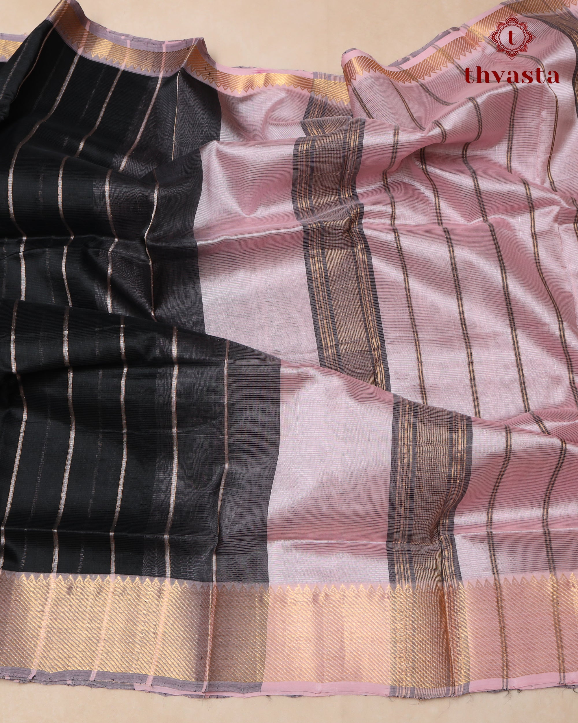 Mangalagiri Silk Cotton – Striped – Black
