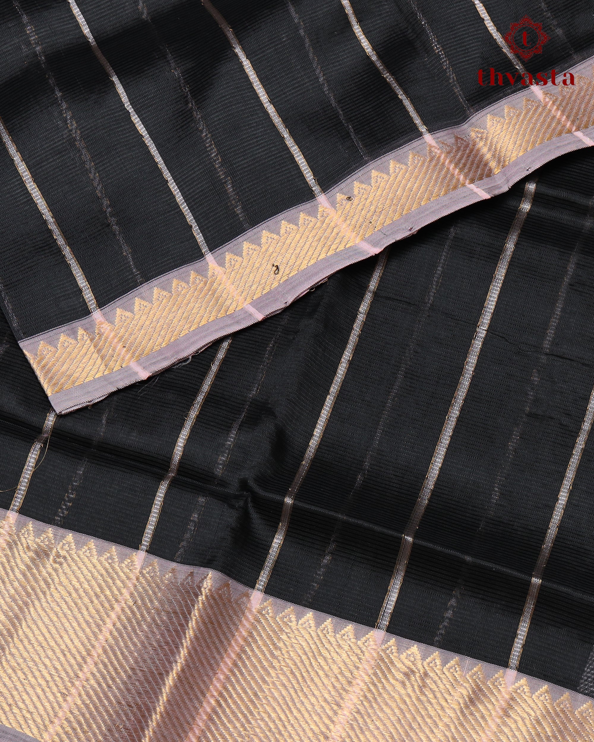 Mangalagiri Silk Cotton – Striped – Black