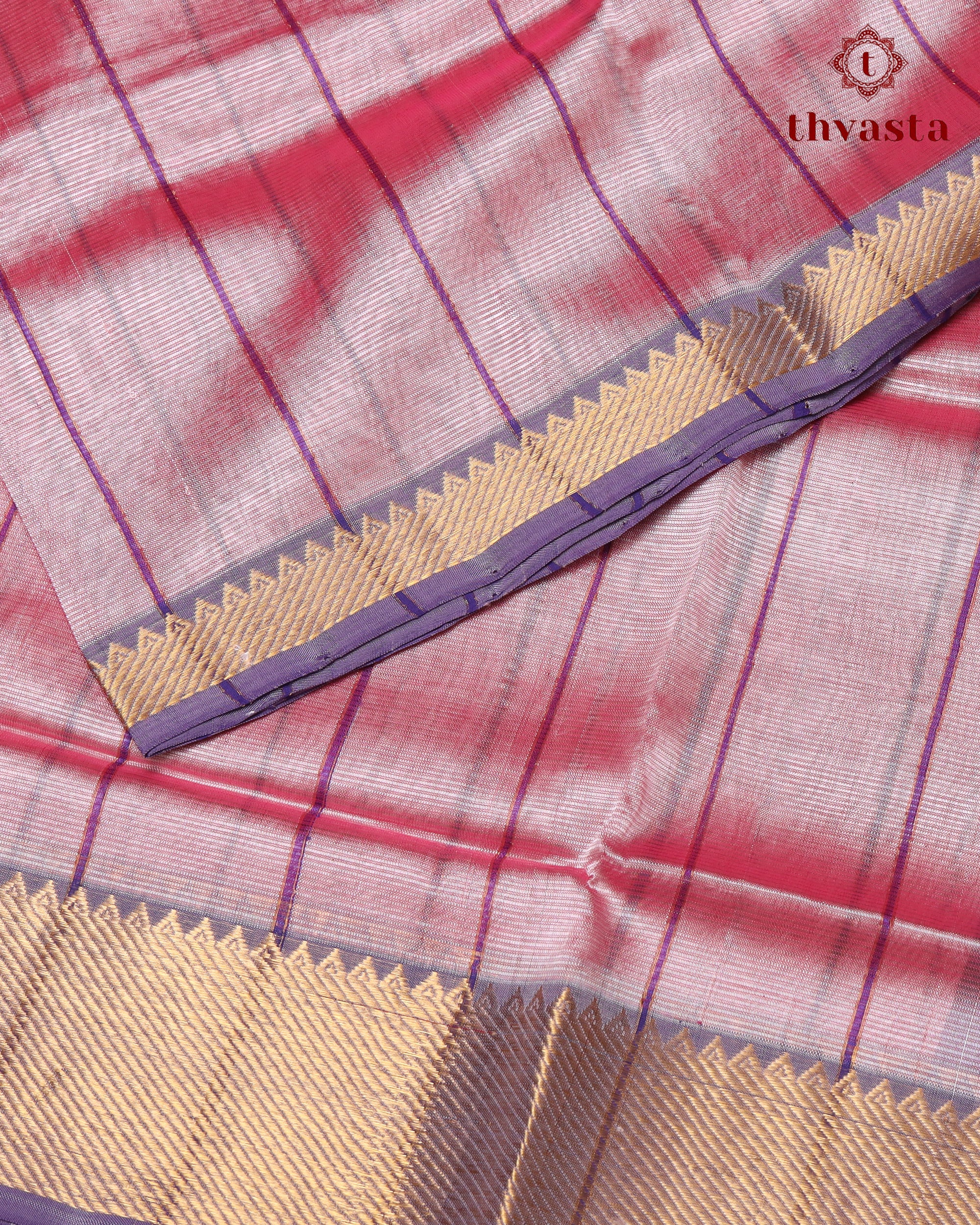 Mangalagiri Silk Cotton – Striped – Pink and Purple