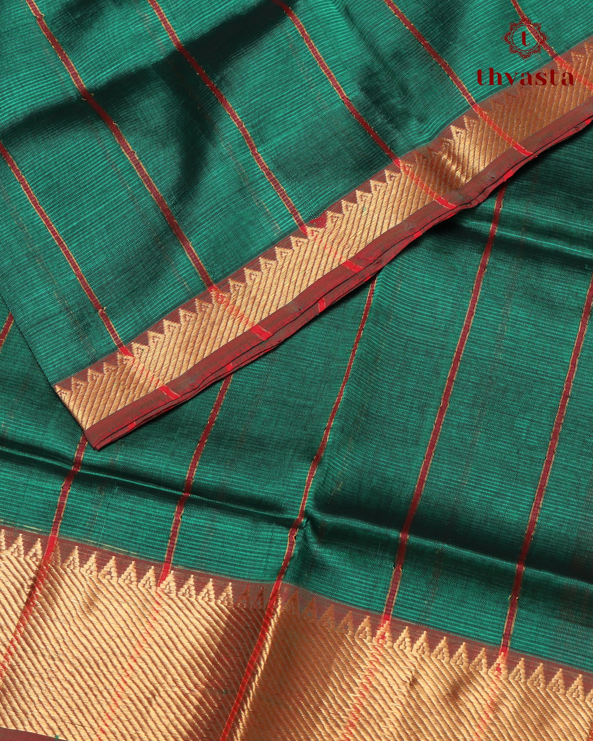 Mangalagiri Silk Cotton – Striped – Green and Red