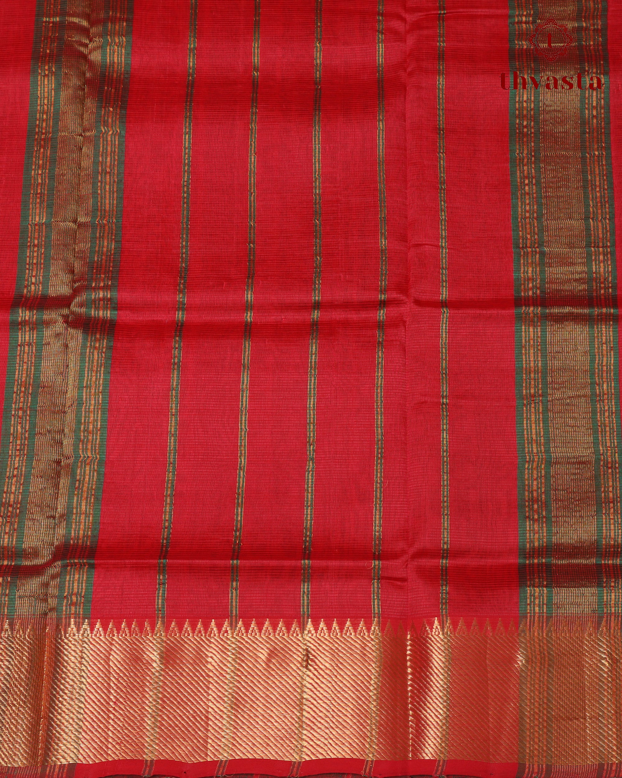 Mangalagiri Silk Cotton – Striped – Green and Red