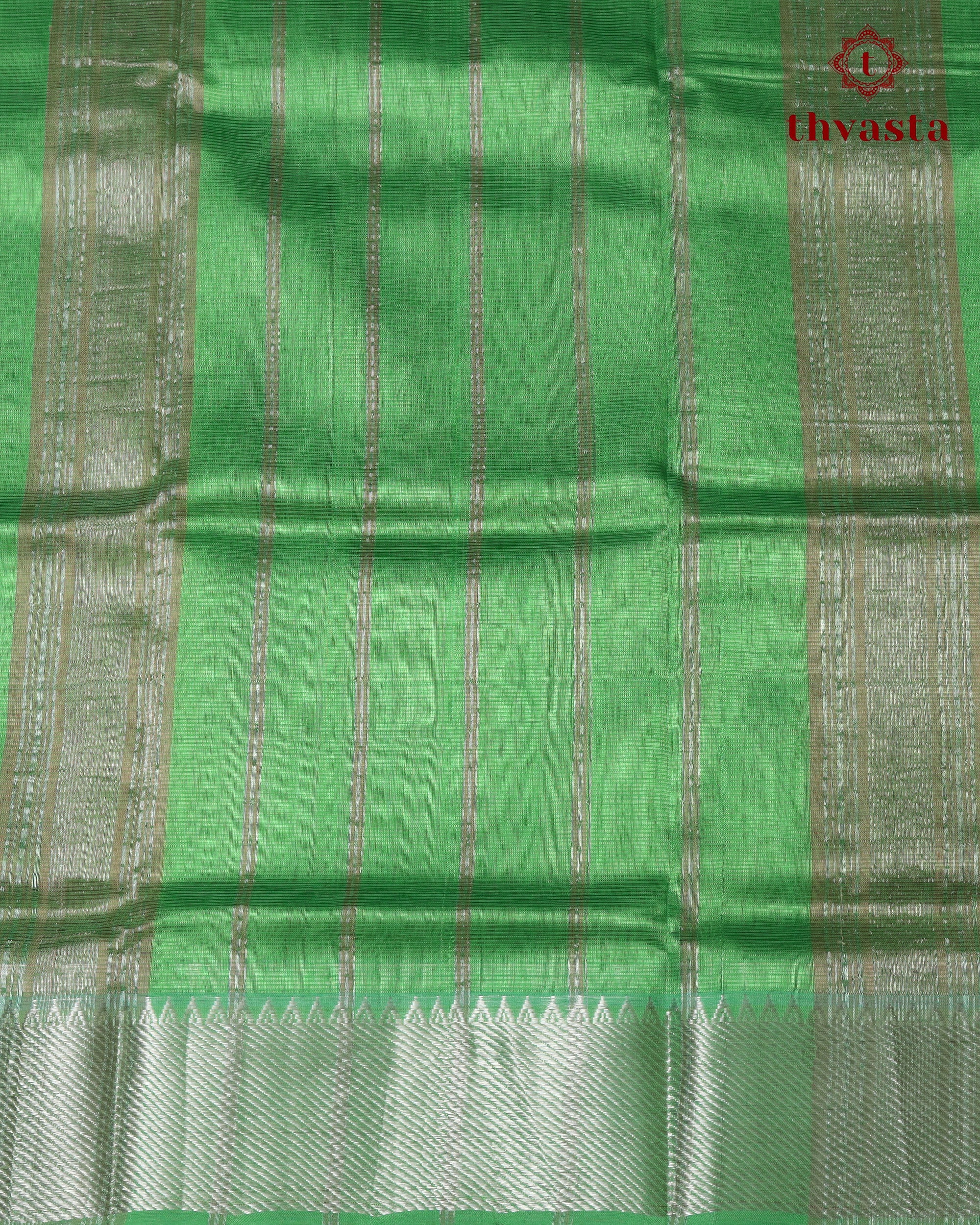 Mangalagiri Silk Cotton – Striped – Rust and Green