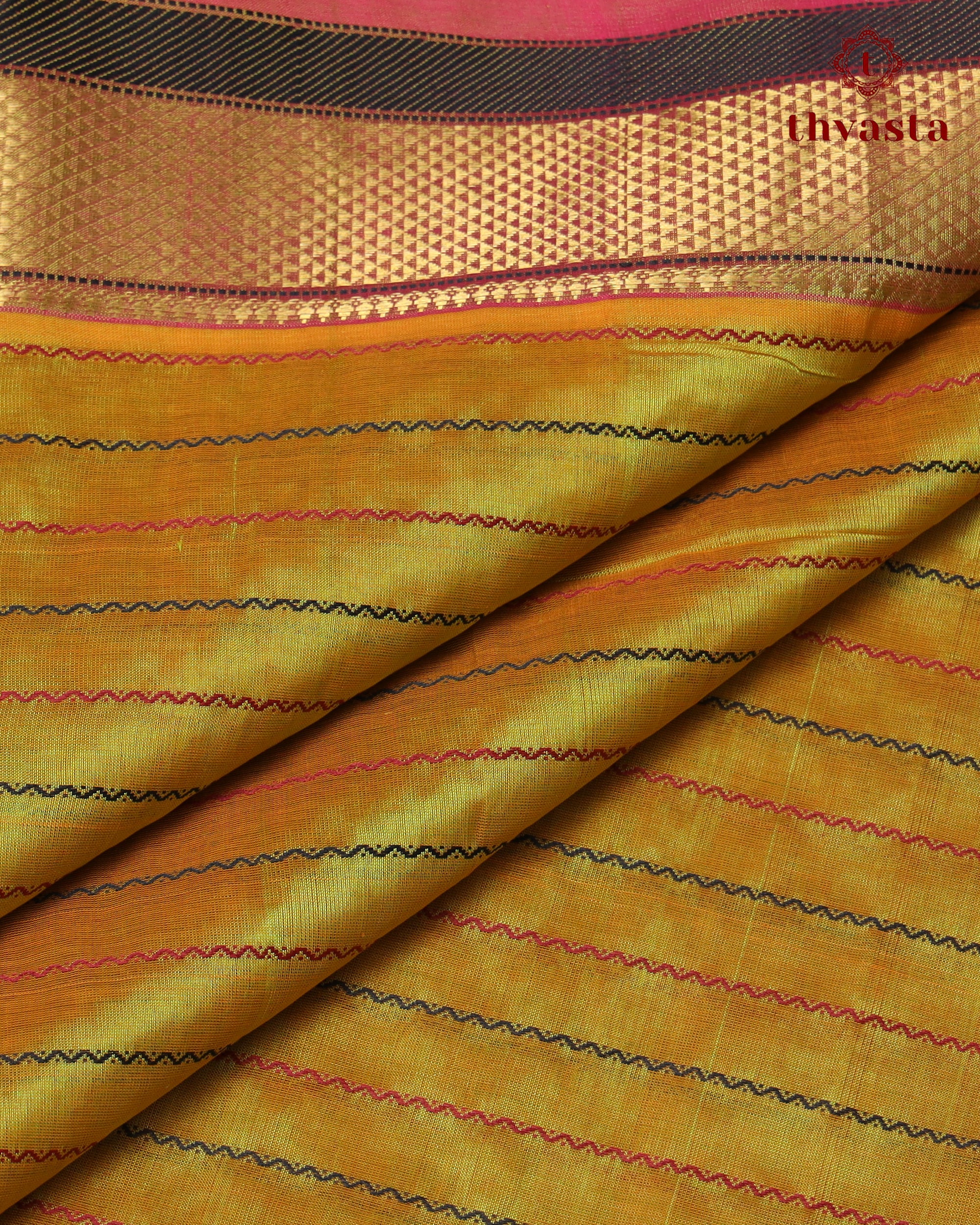 Silk cotton - Yellow and Hot pink (Veldhari)
