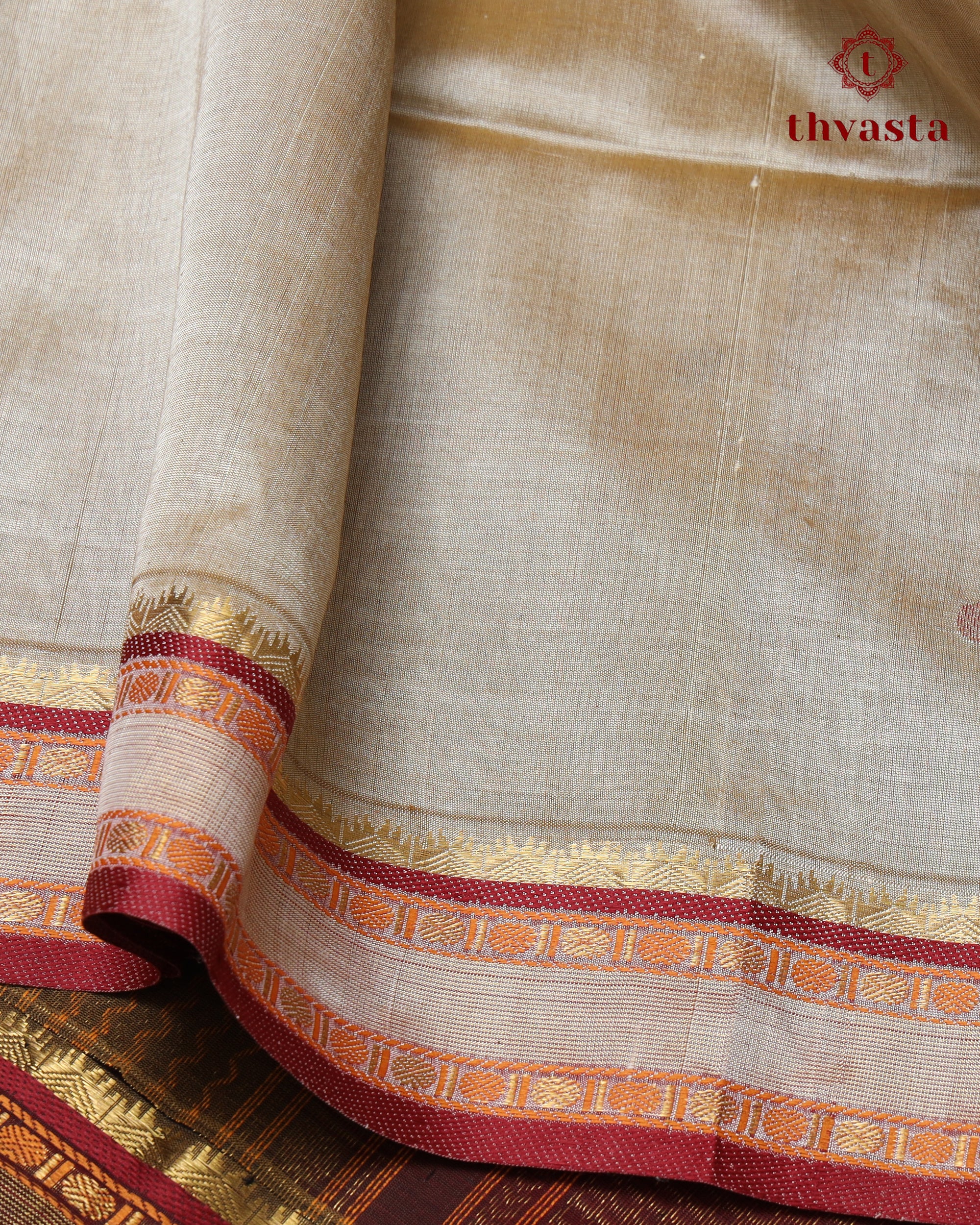 Silk cotton - Golden Sand and Maroon