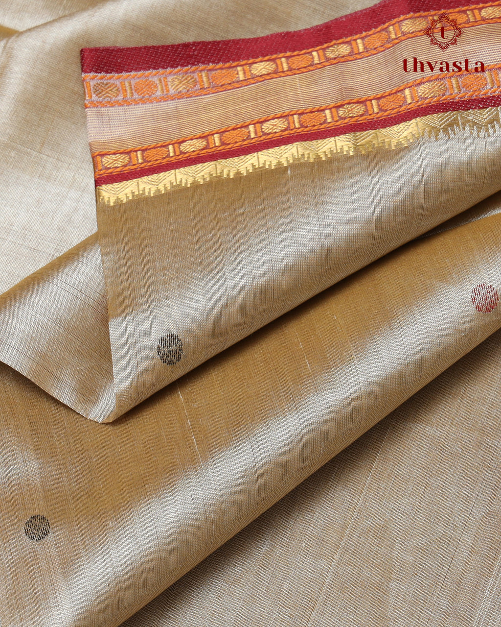 Silk cotton - Golden Sand and Maroon