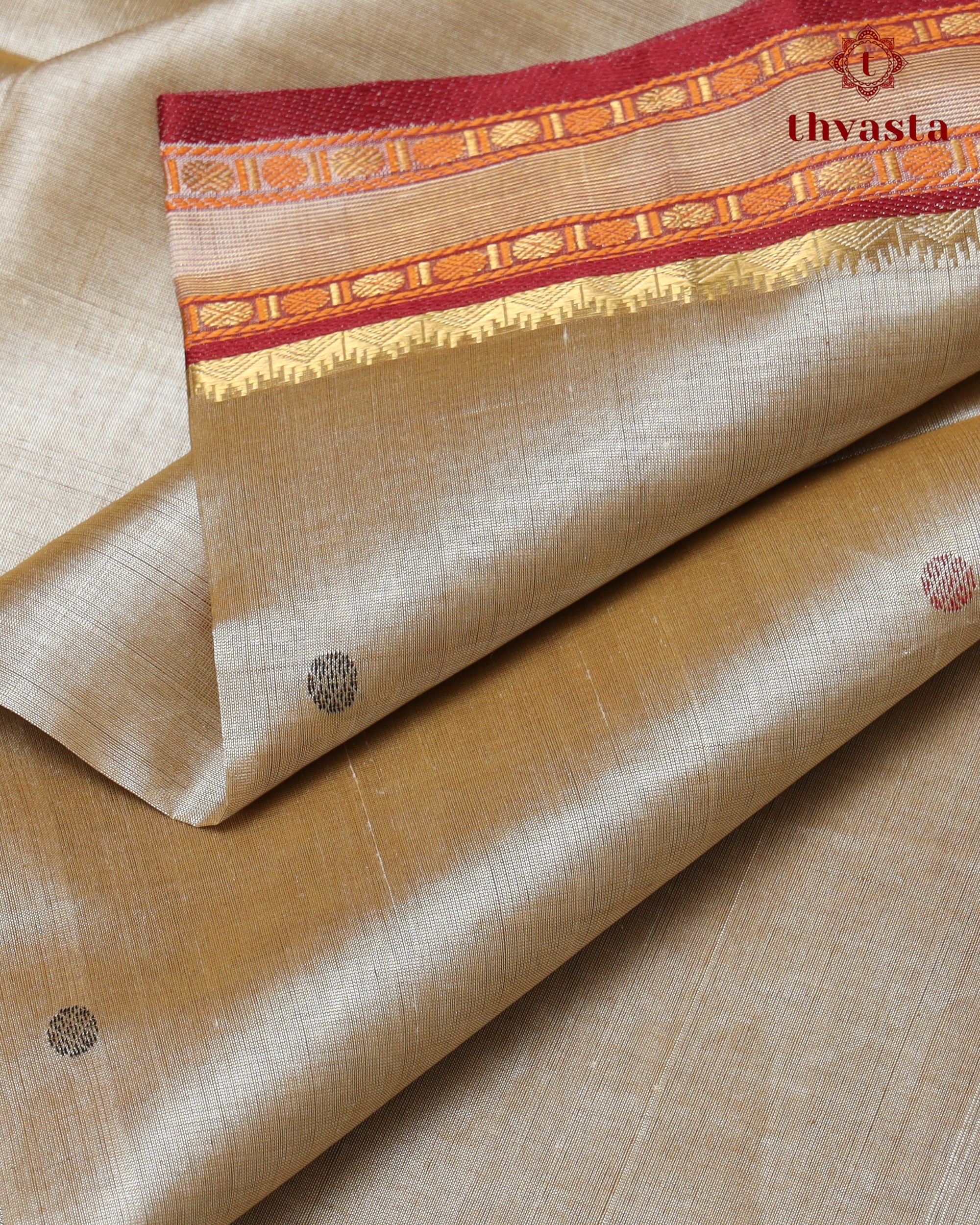 Silk cotton - Golden Sand and Maroon