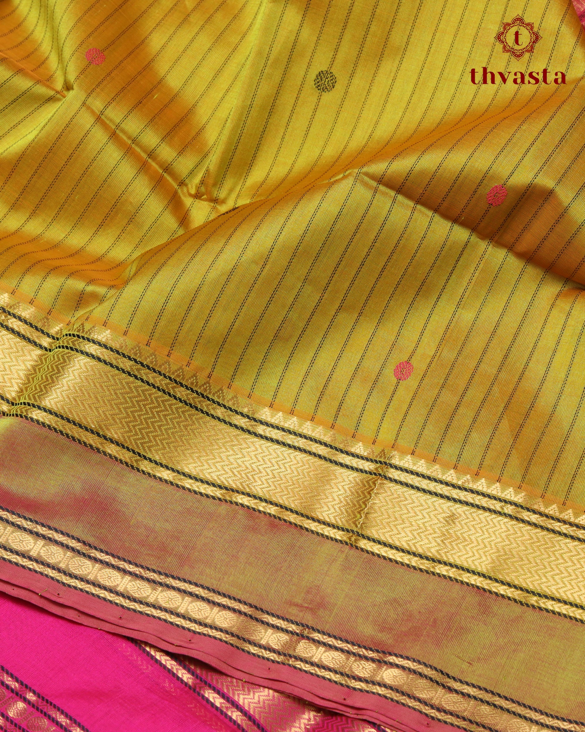 Silk cotton - Yellow and Hot pink