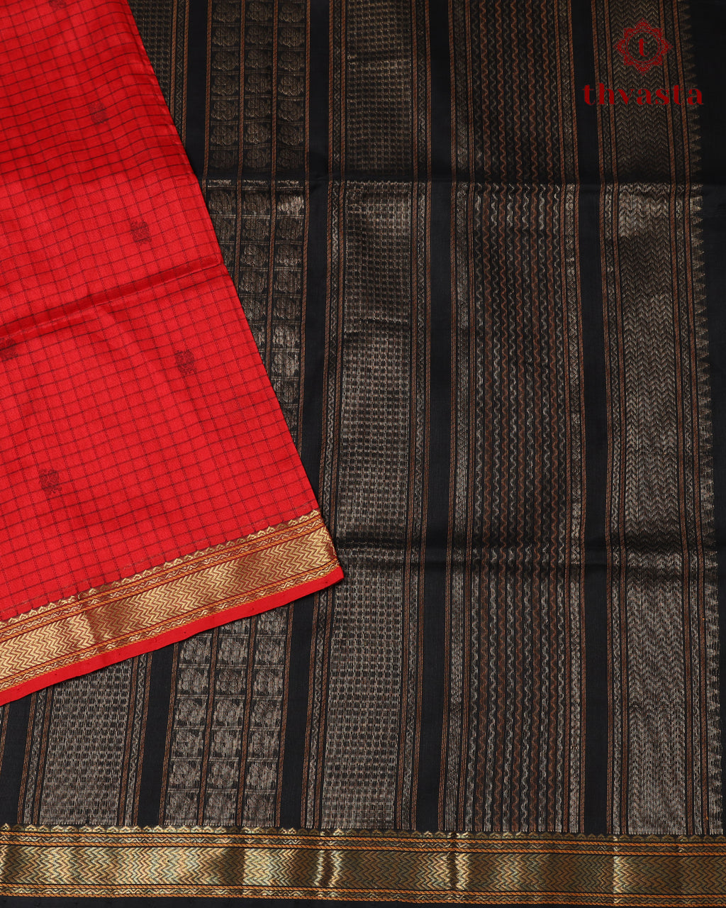 Silk cotton - Red checks and Black
