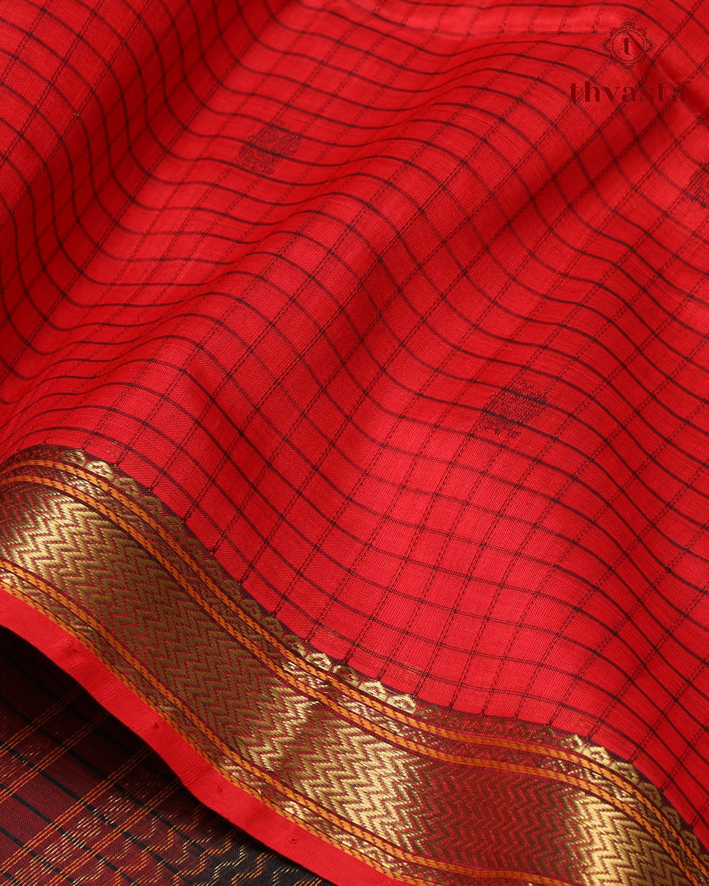 Silk cotton - Red checks and Black