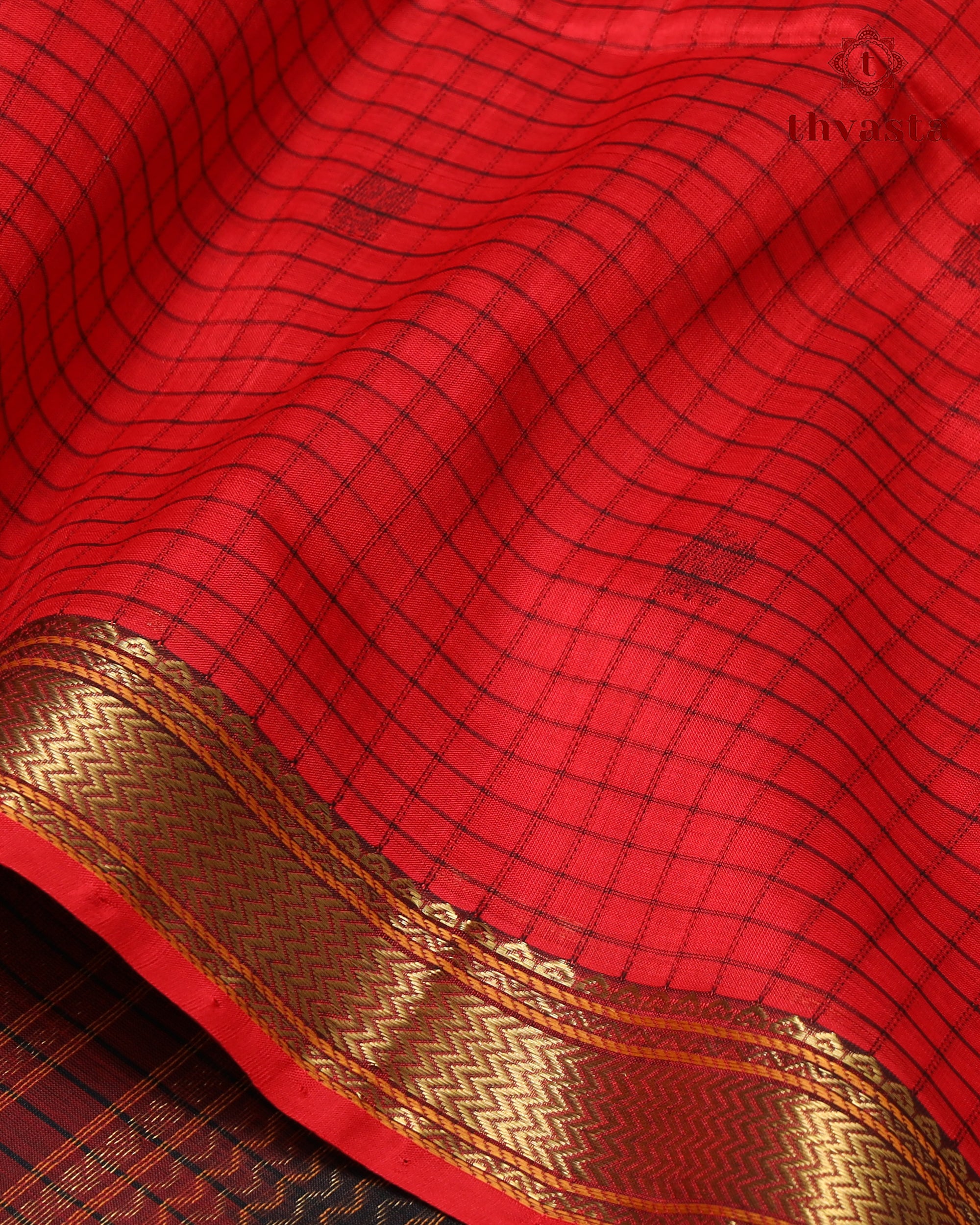 Silk cotton - Red checks and Black