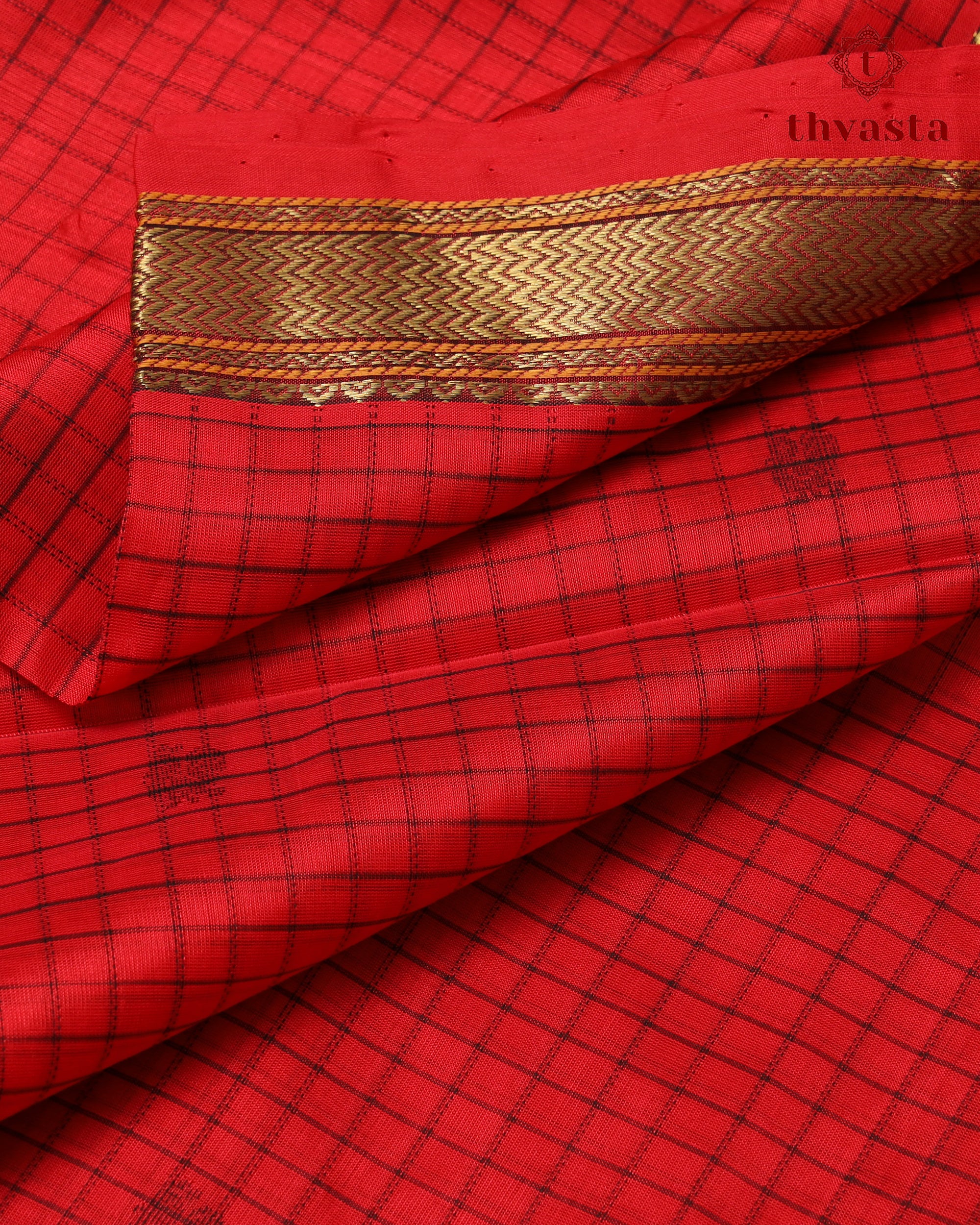 Silk cotton - Red checks and Black