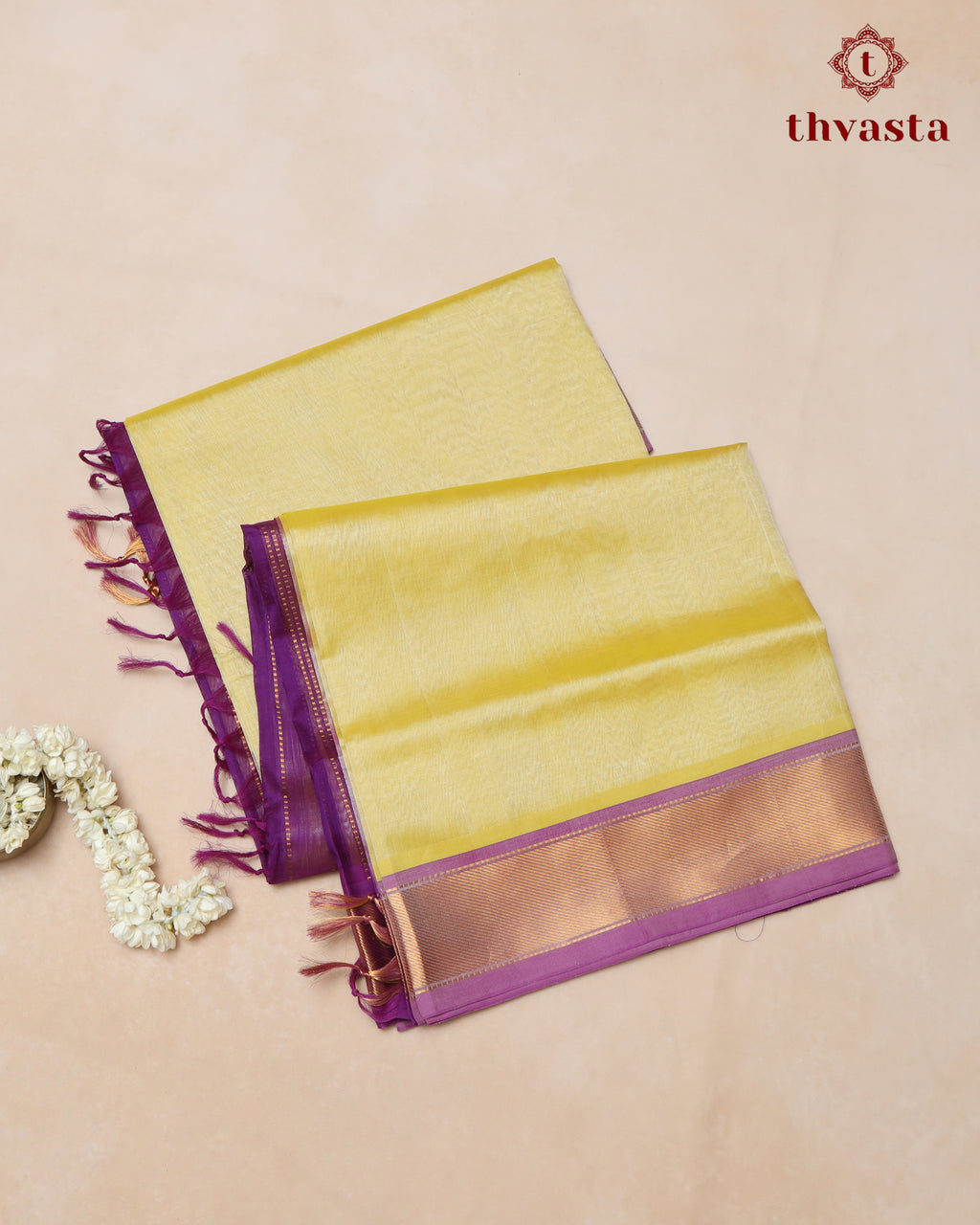 Silk cotton - Pastel Yellow and Purple