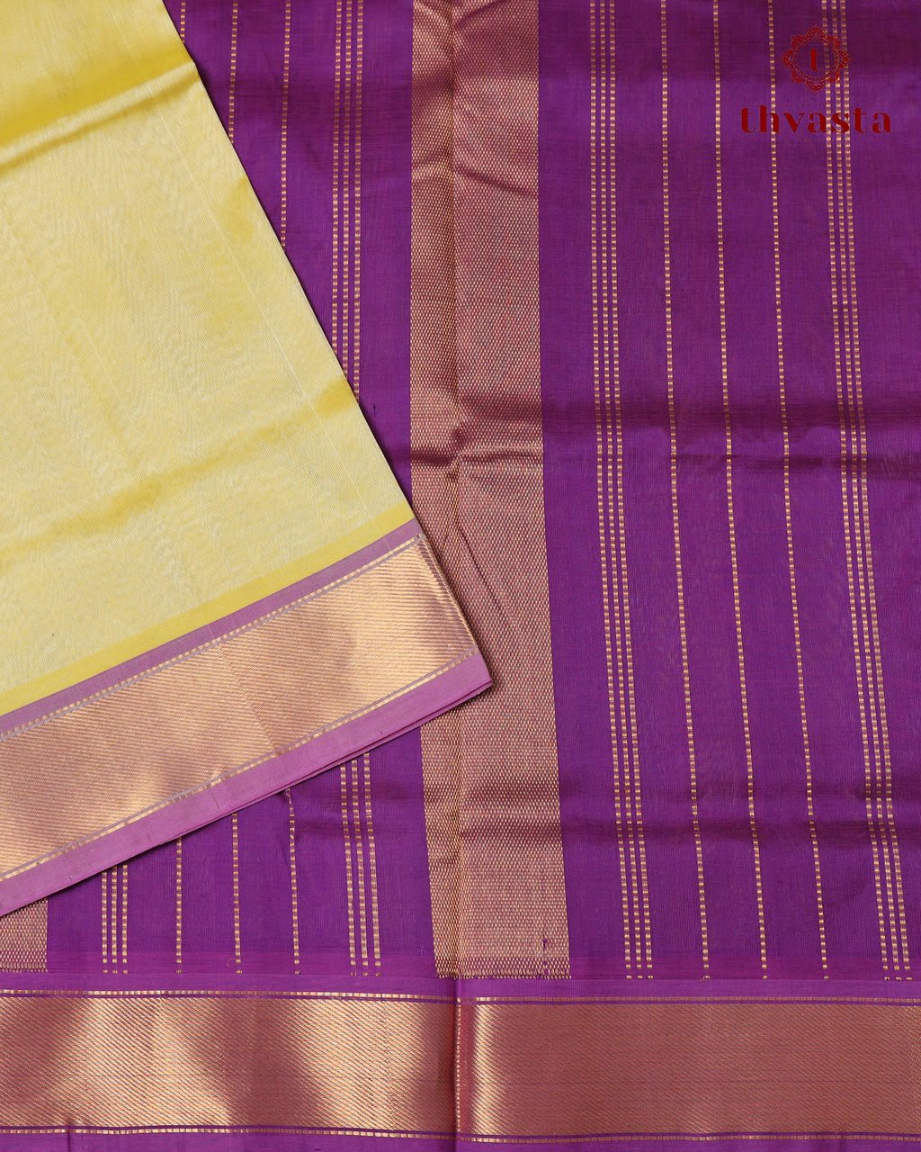 Silk cotton - Pastel Yellow and Purple