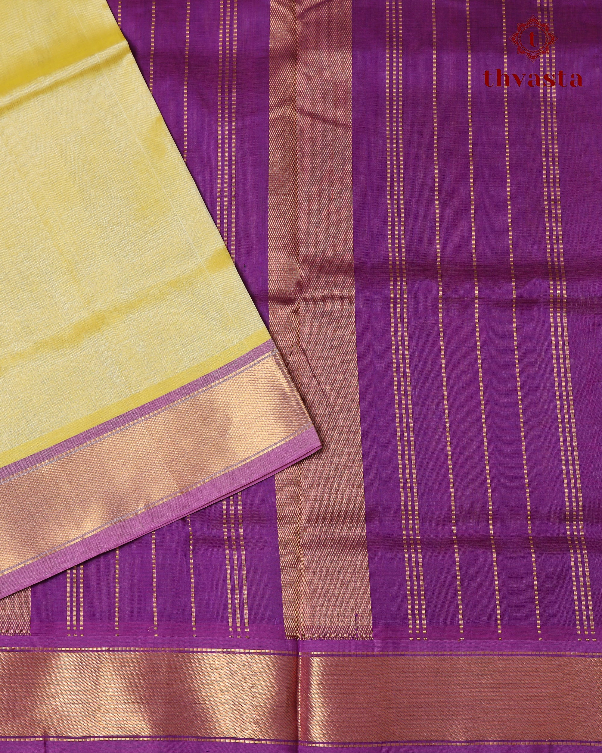 Silk cotton - Pastel Yellow and Purple