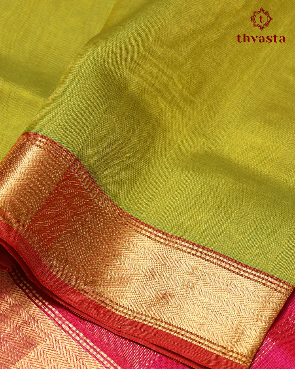 Silk cotton - Green and Pink