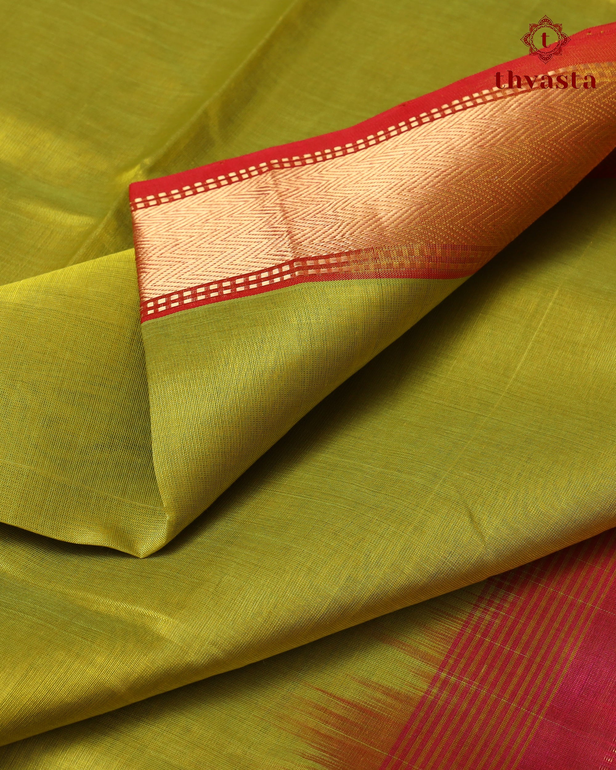 Silk cotton - Green and Pink