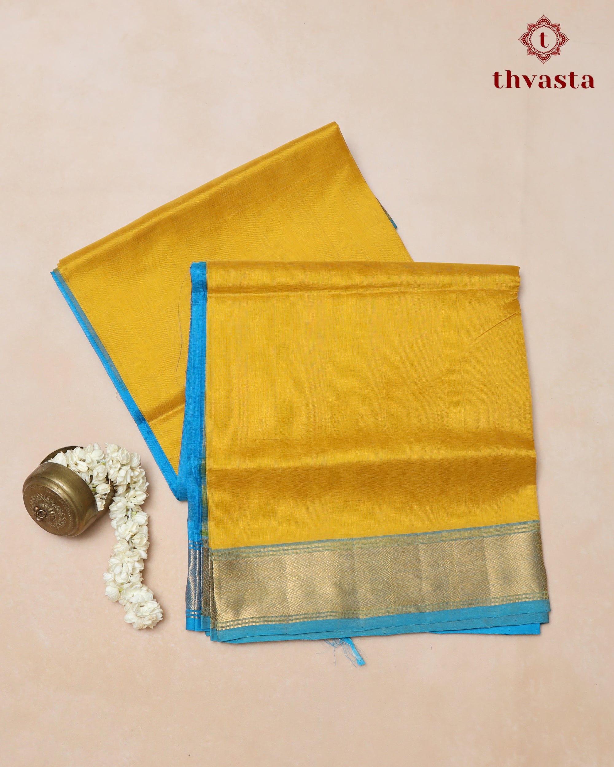Silk cotton - Yellow and Blue