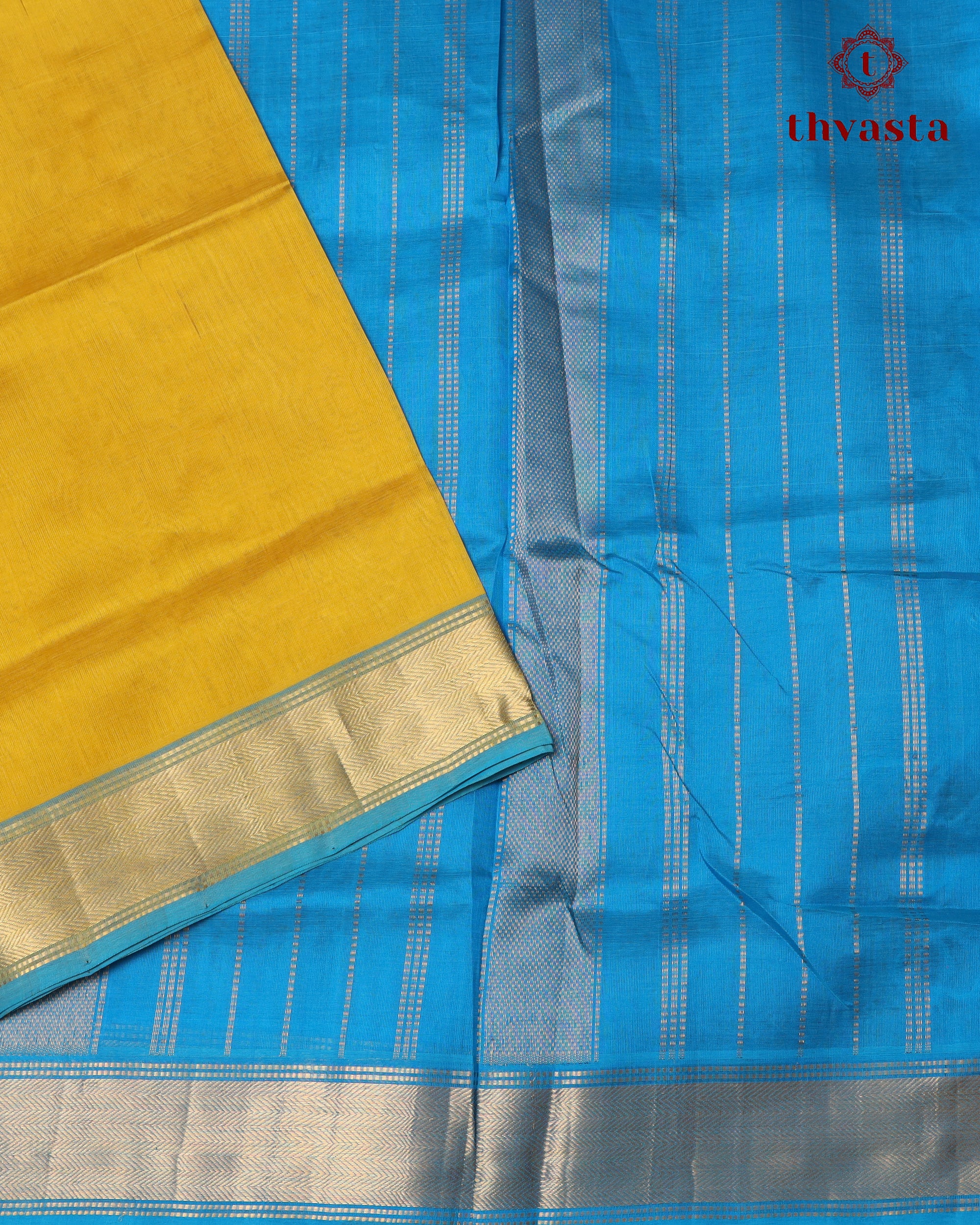 Silk cotton - Yellow and Blue
