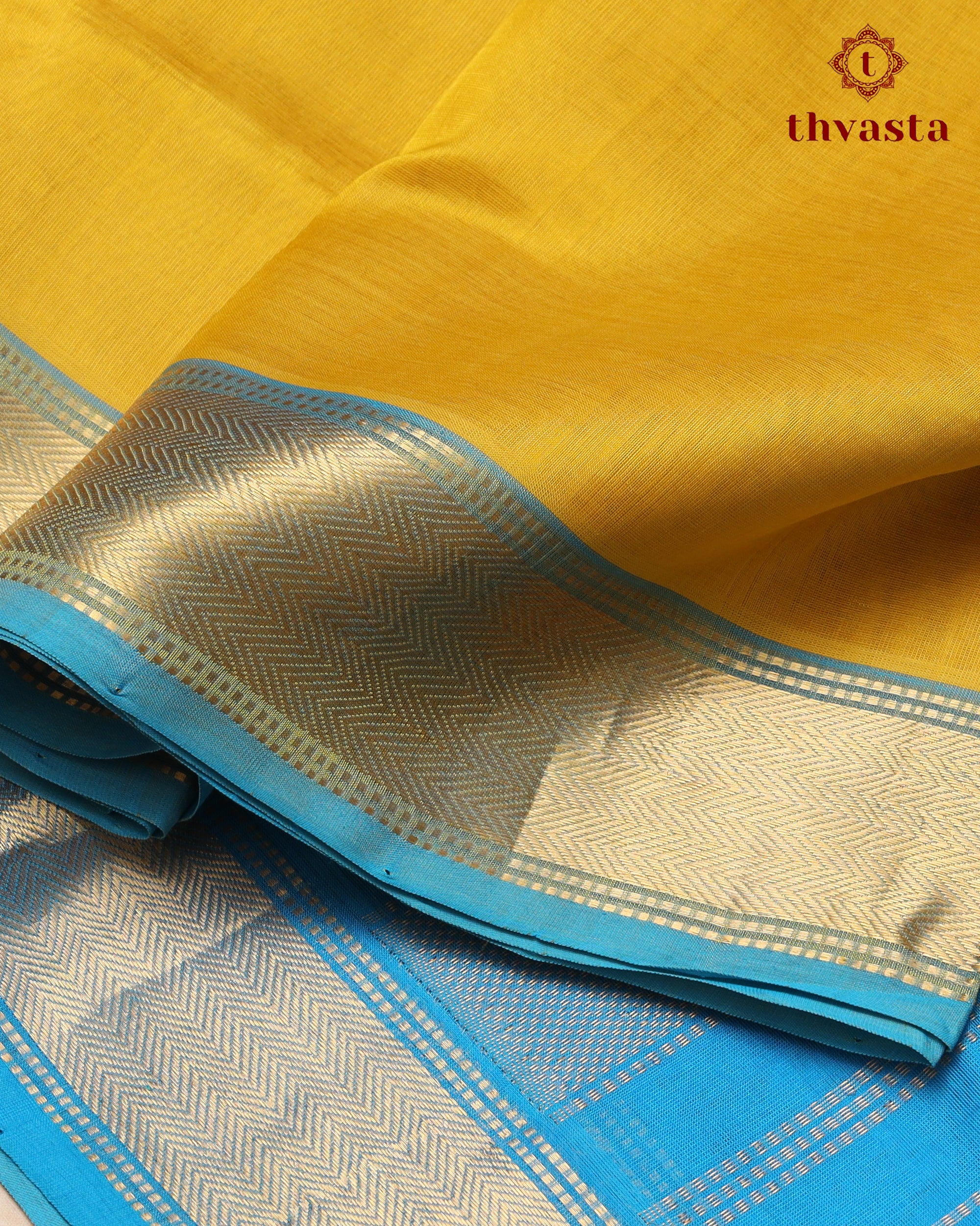 Silk cotton - Yellow and Blue