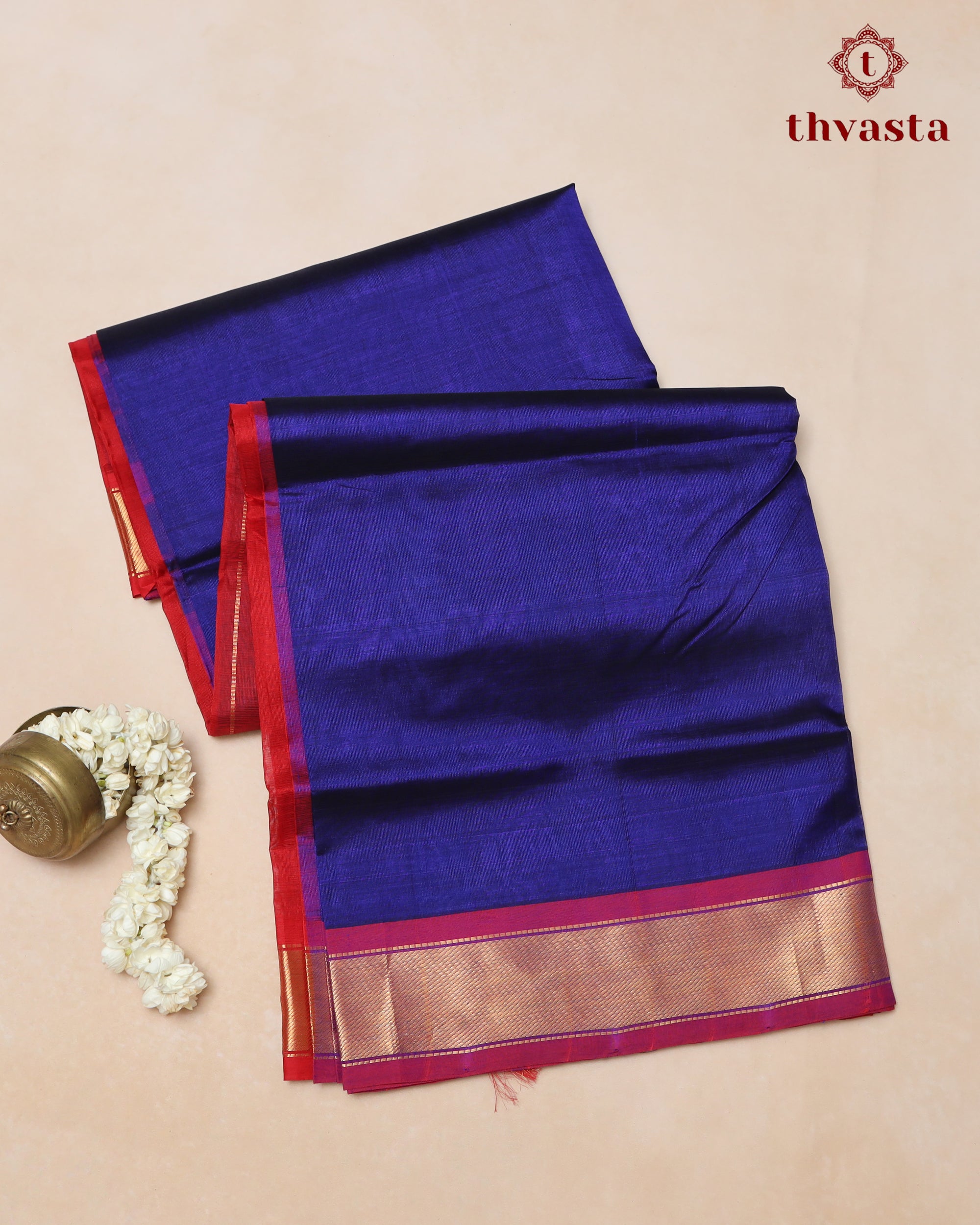 Silk cotton - Royal Blue and Red