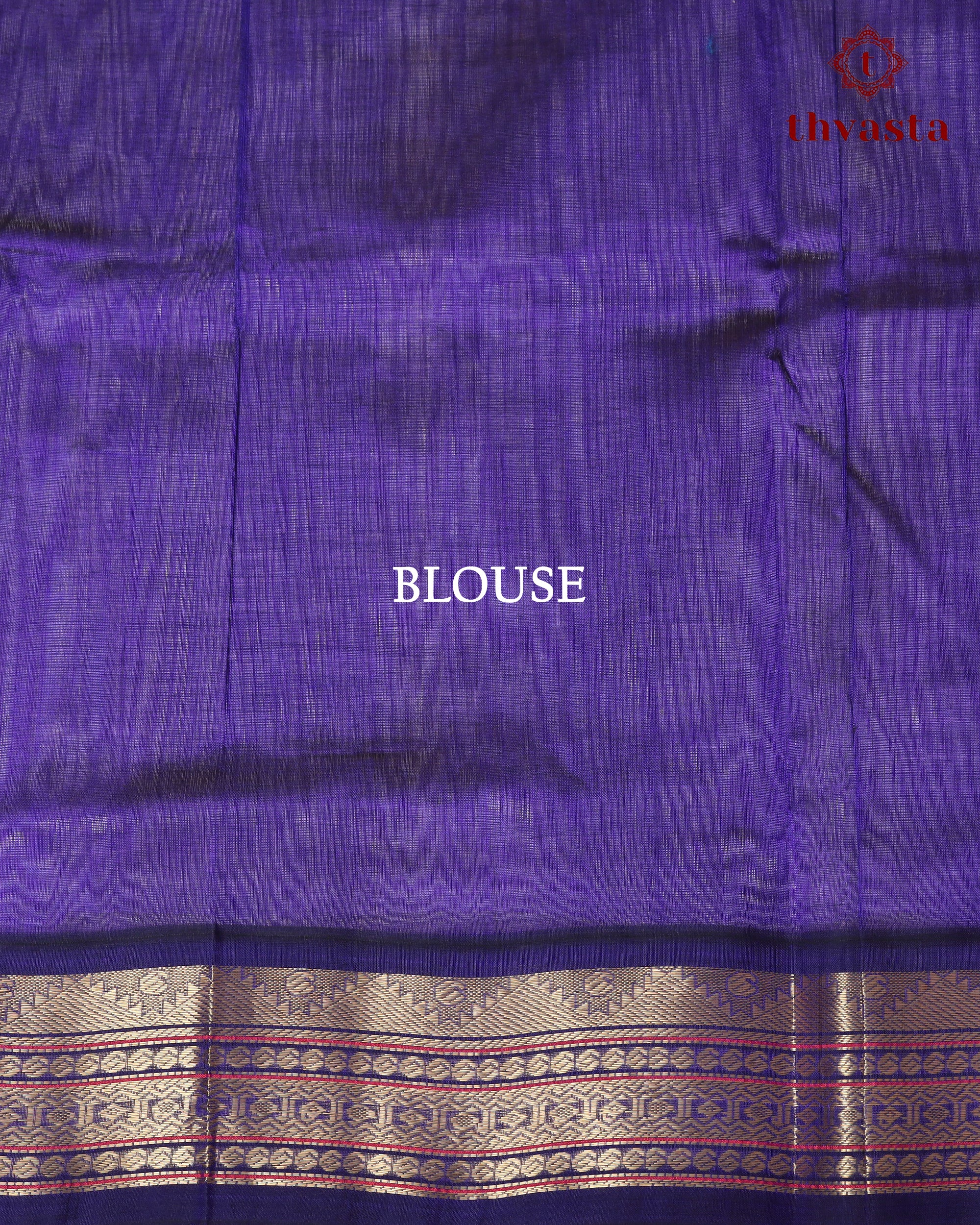 Korvai Silk cotton - Golden sand with Royal Blue