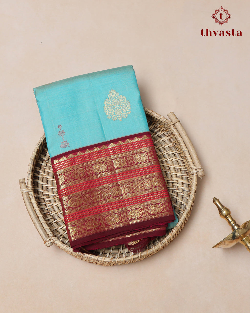 Pure Kanjivaram Silk – Blue and Burgundy