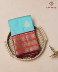 Pure Kanjivaram Silk – Blue and Burgundy