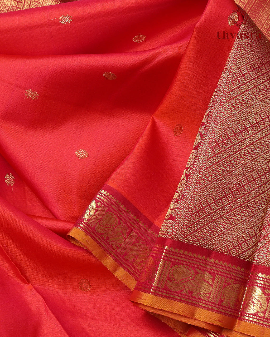 Pure Kanjivaram Silk – Vintage Rust Orange -02