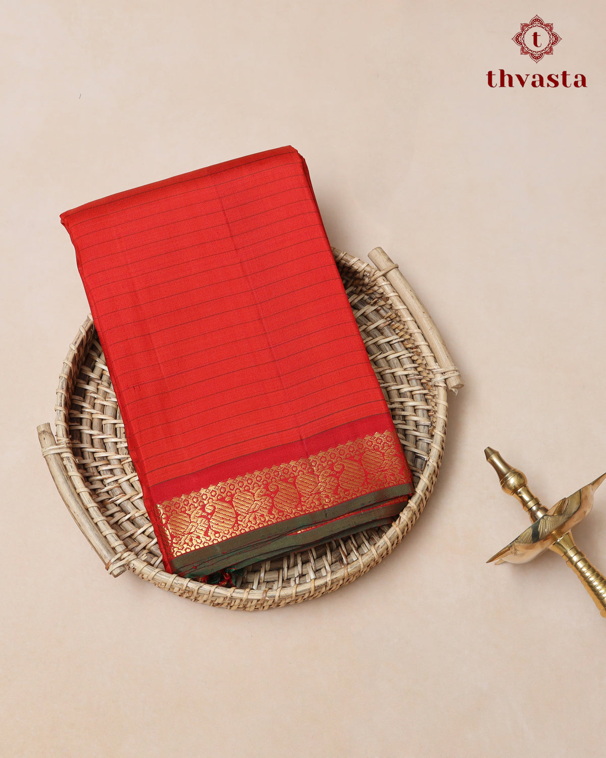 Pure Kanjivaram Silk – Vintage Rust Orange -01