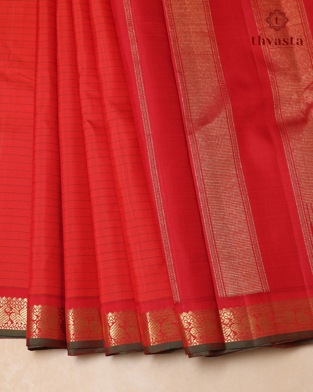 Pure Kanjivaram Silk – Vintage Rust Orange -01
