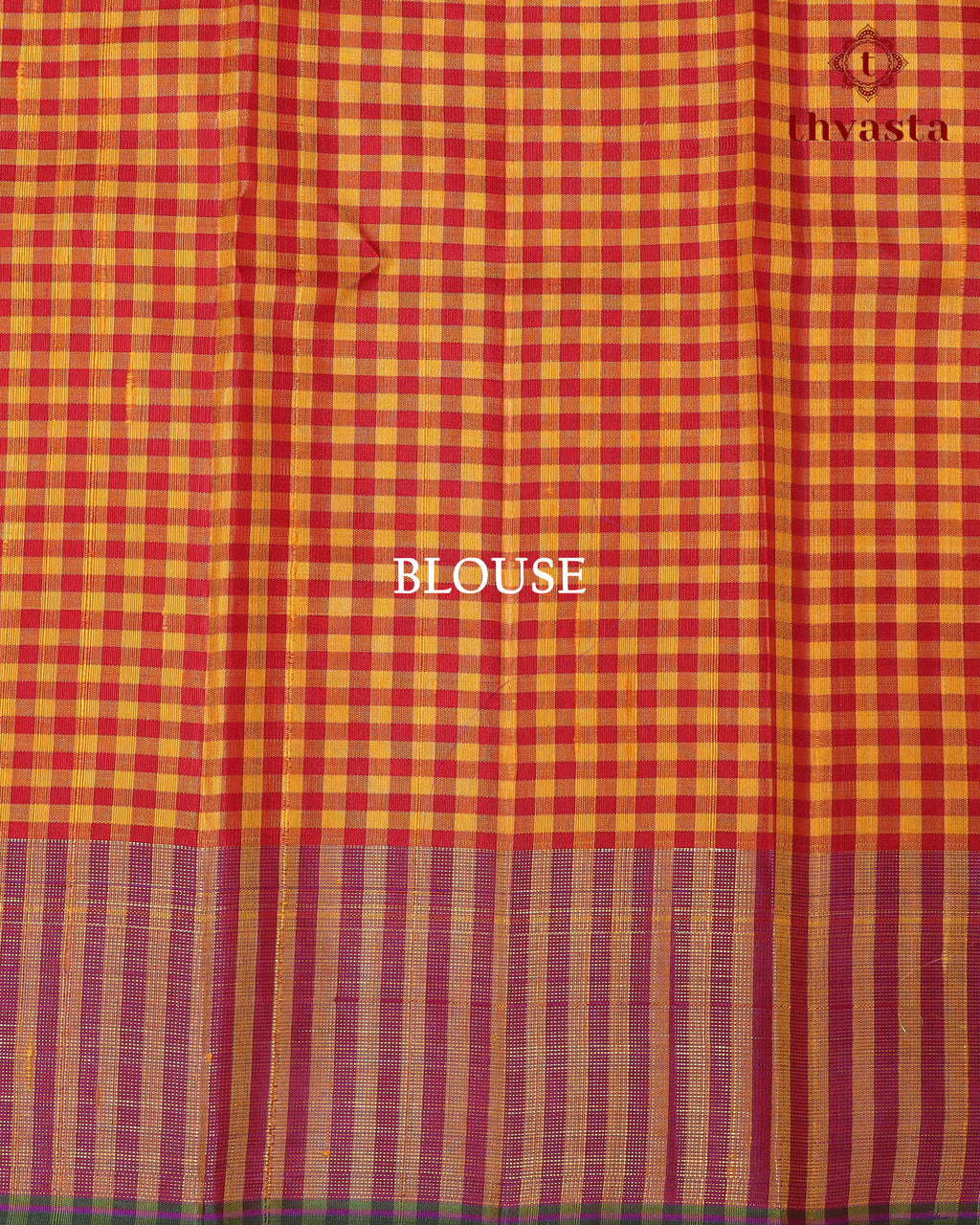 Pure Kanjivaram Silk - Yellow Maroon Checks
